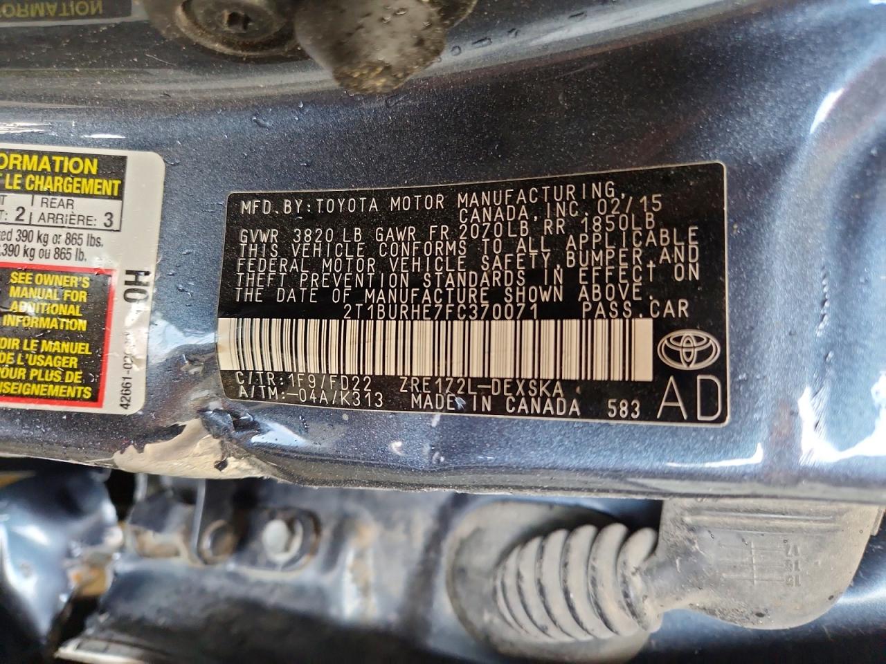2015 Toyota Corolla S Plus Угольный vin: 2T1BURHE7FC370071