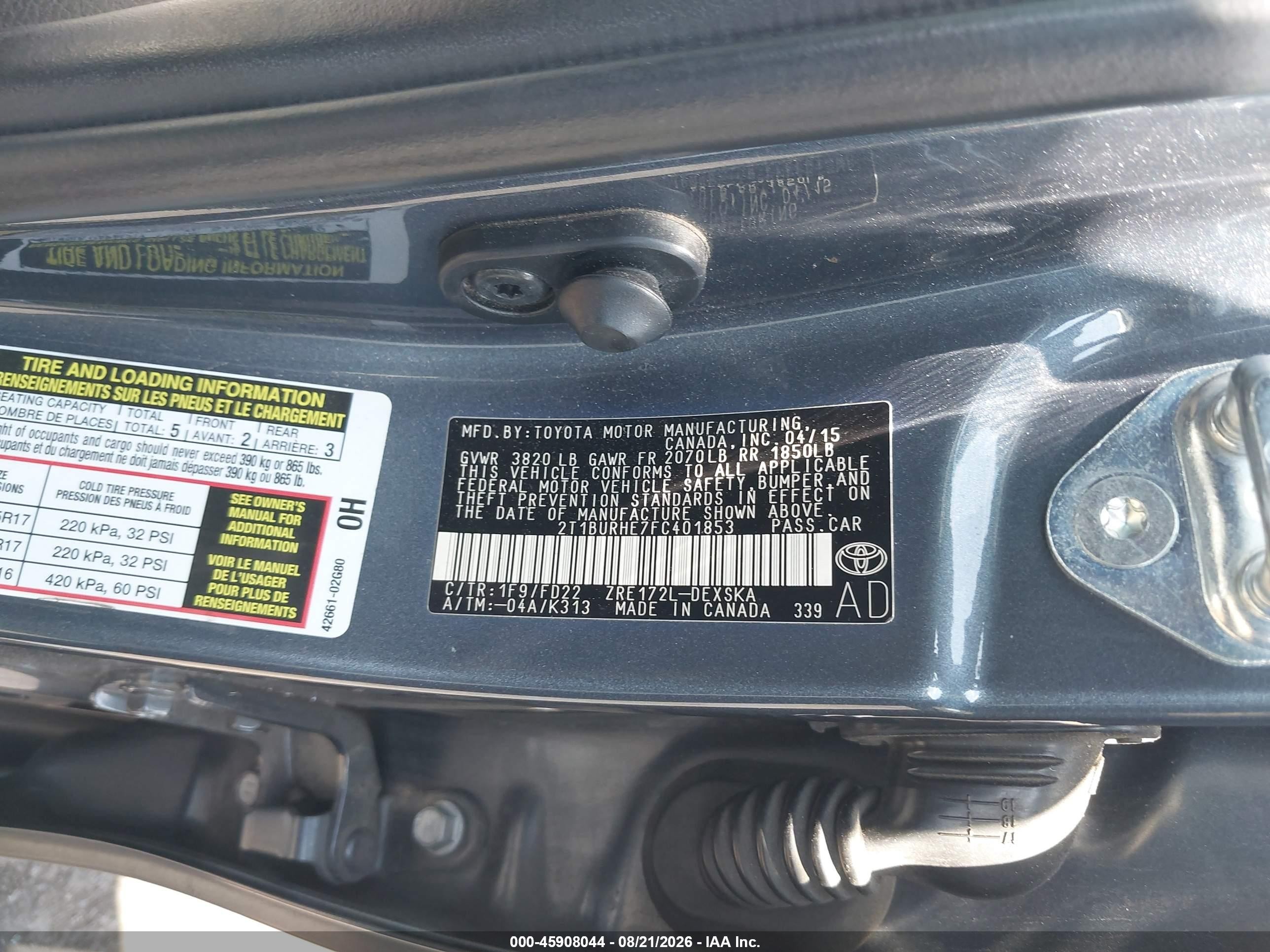 2015 Toyota Corolla S Plus Dark Blue vin: 2T1BURHE7FC401853