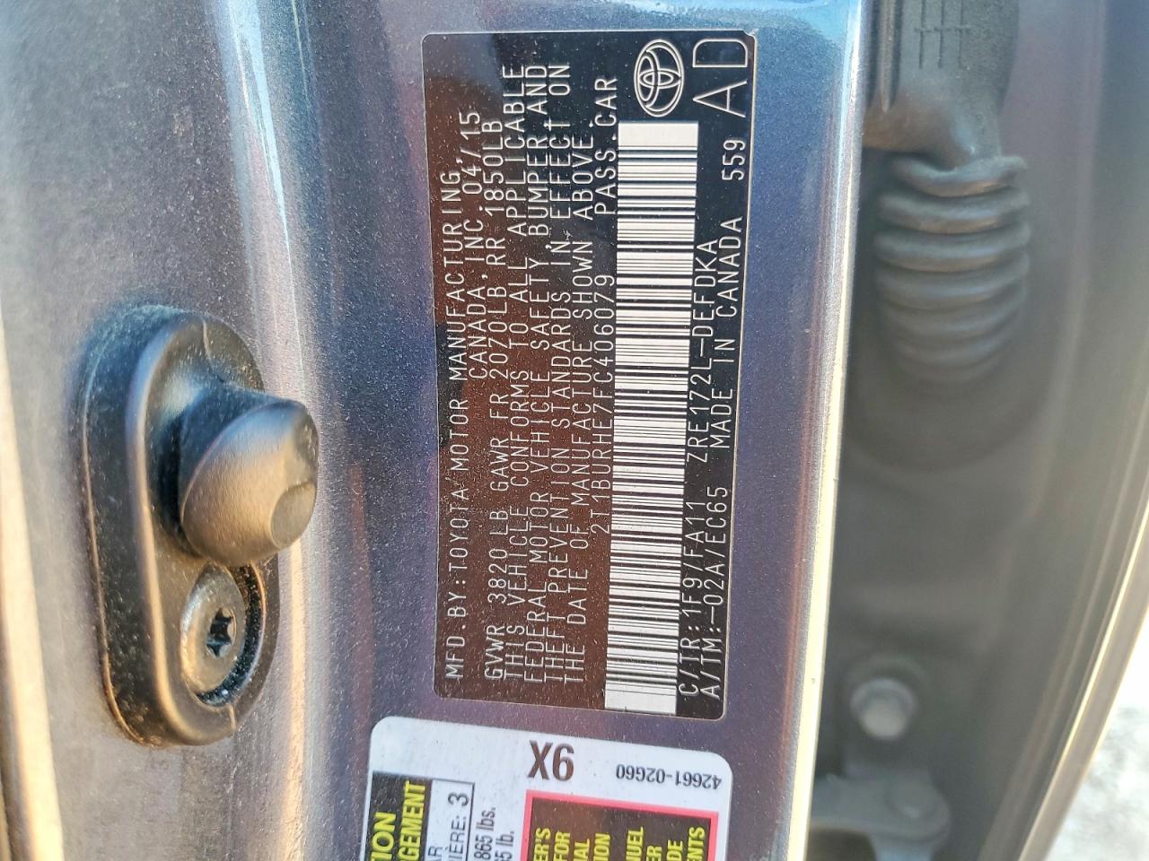 2015 Toyota Corolla L Gray vin: 2T1BURHE7FC406079