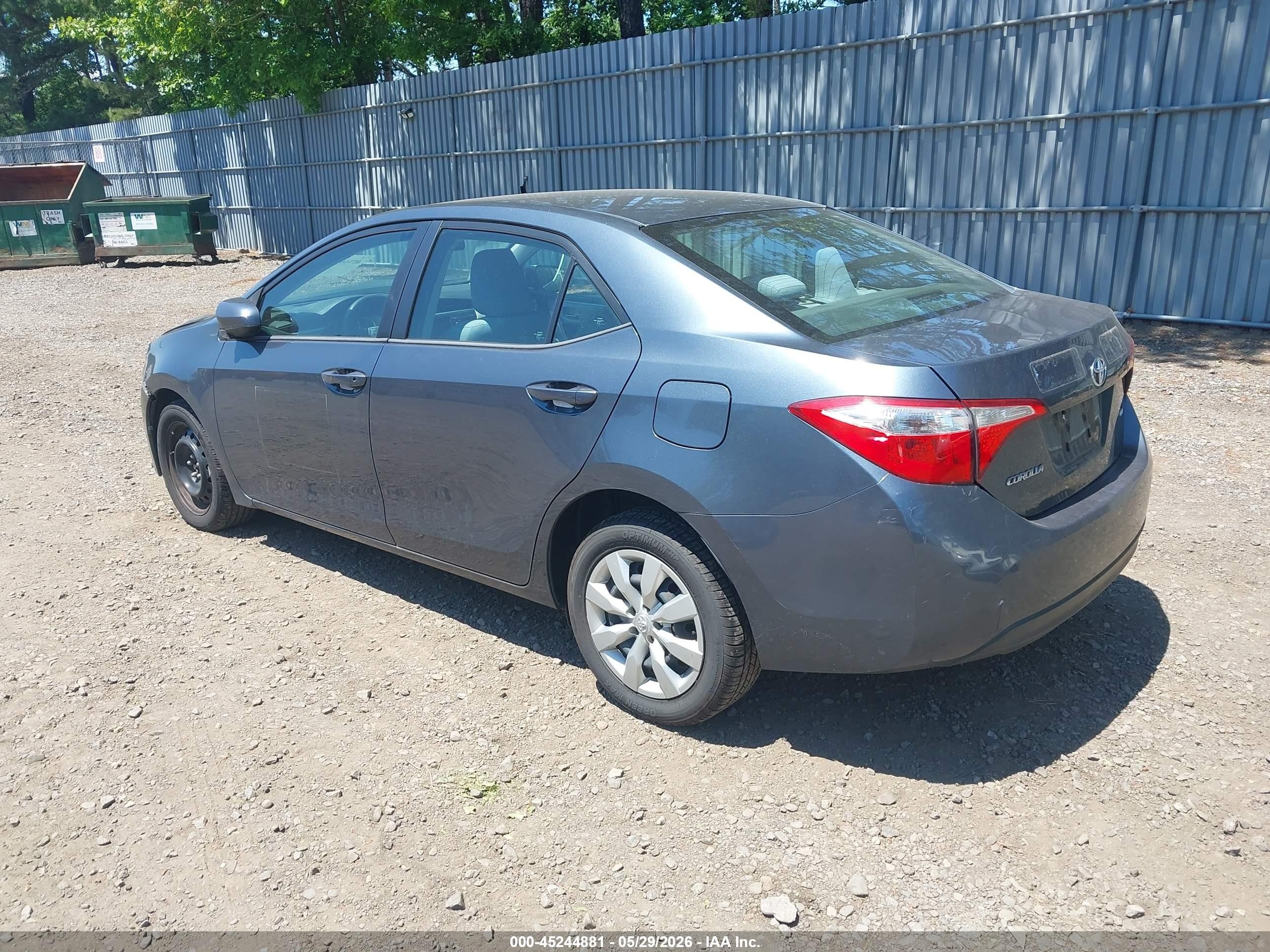2015 Toyota Corolla Le Gray vin: 2T1BURHE7FC475354