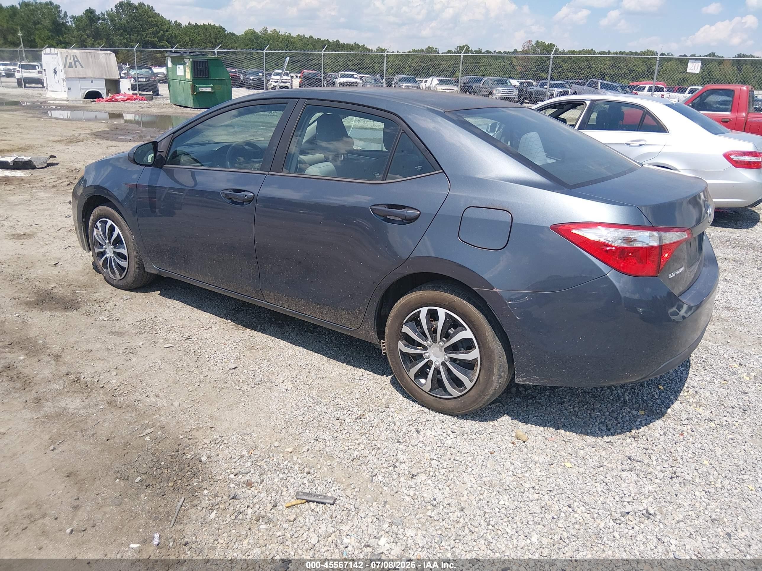 2015 Toyota Corolla Le Gray vin: 2T1BURHE7FC481218