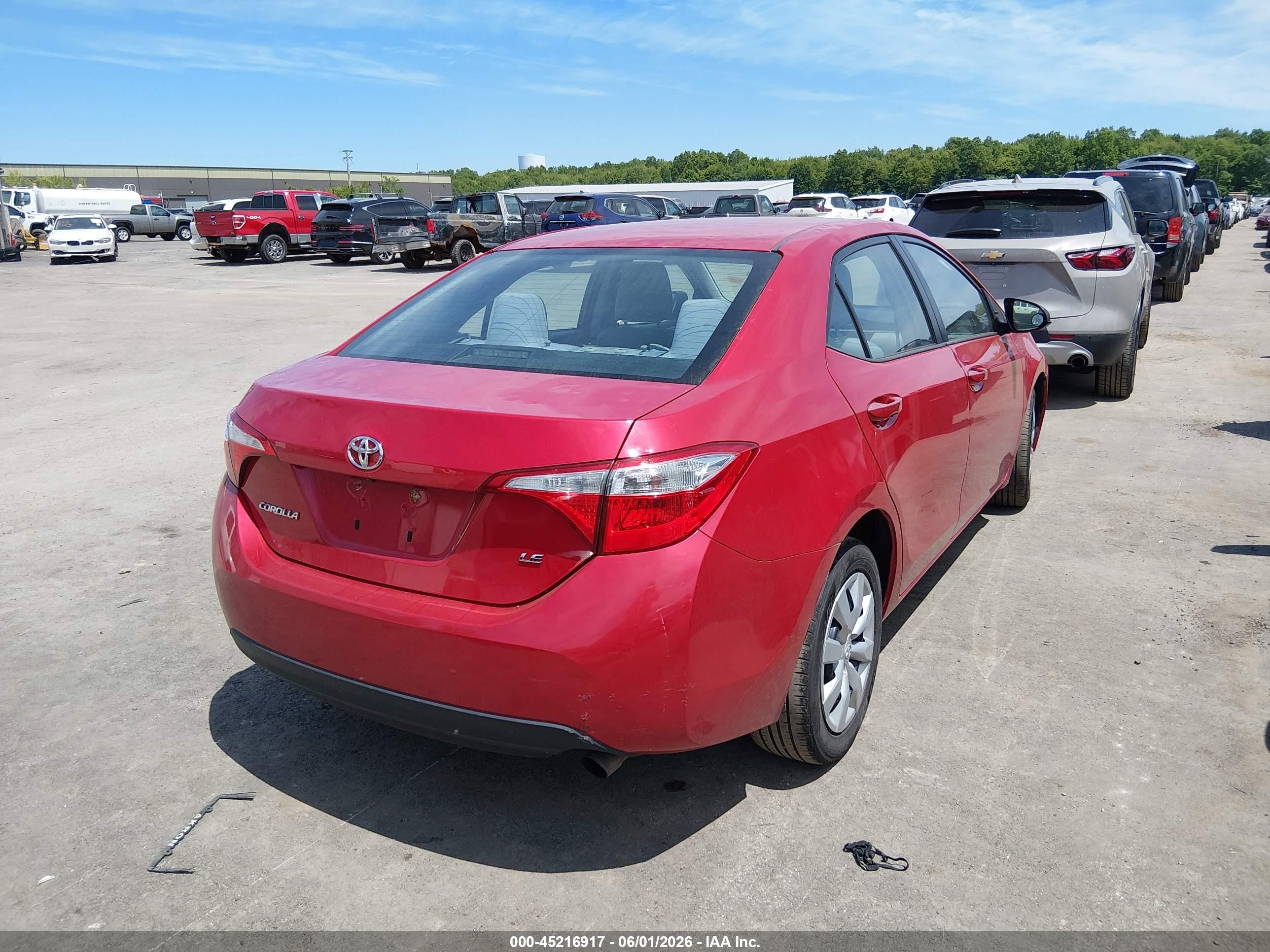 2016 Toyota Corolla Le Red vin: 2T1BURHE7GC540513