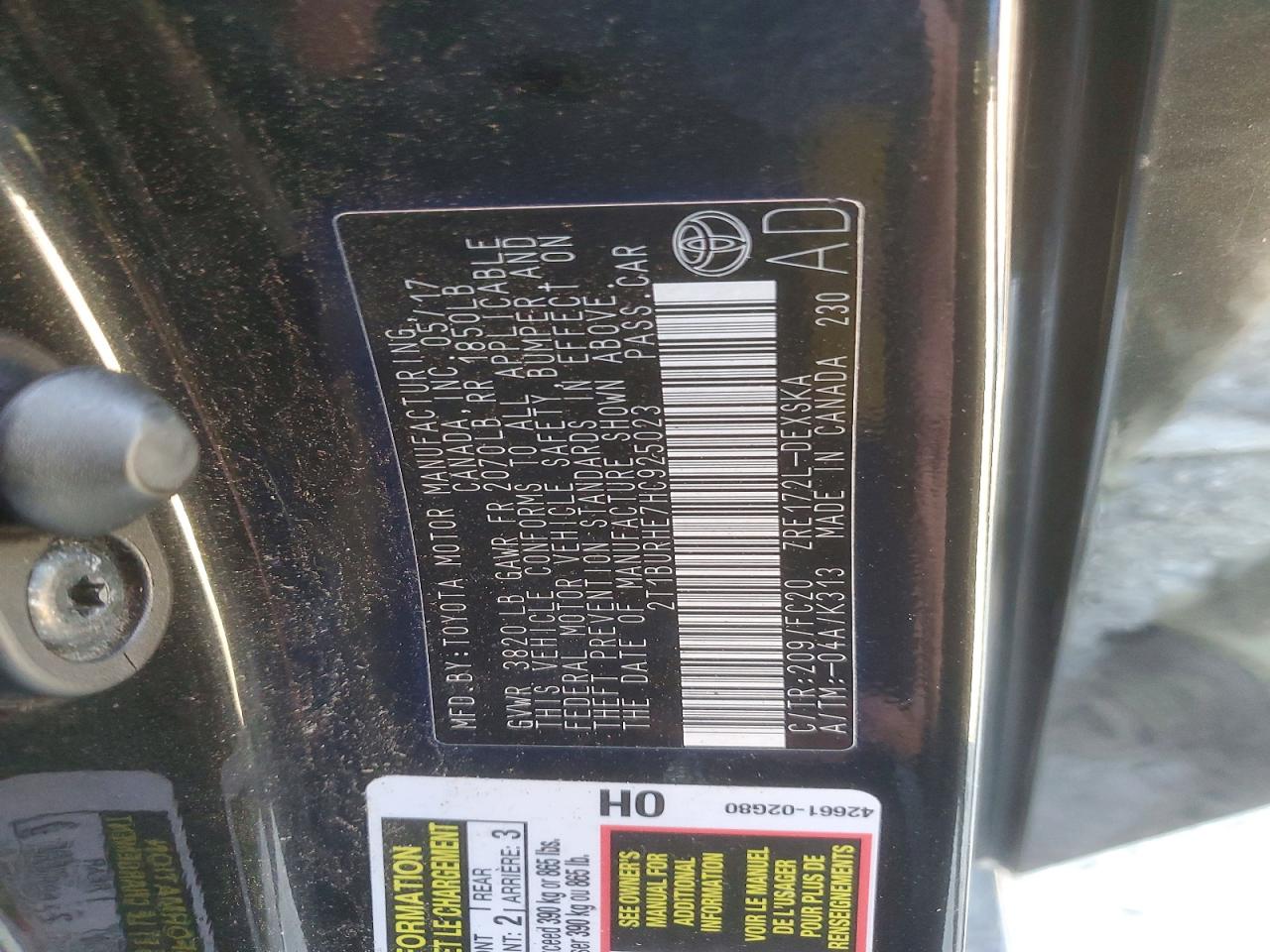 2017 Toyota Corolla Se Black vin: 2T1BURHE7HC925023