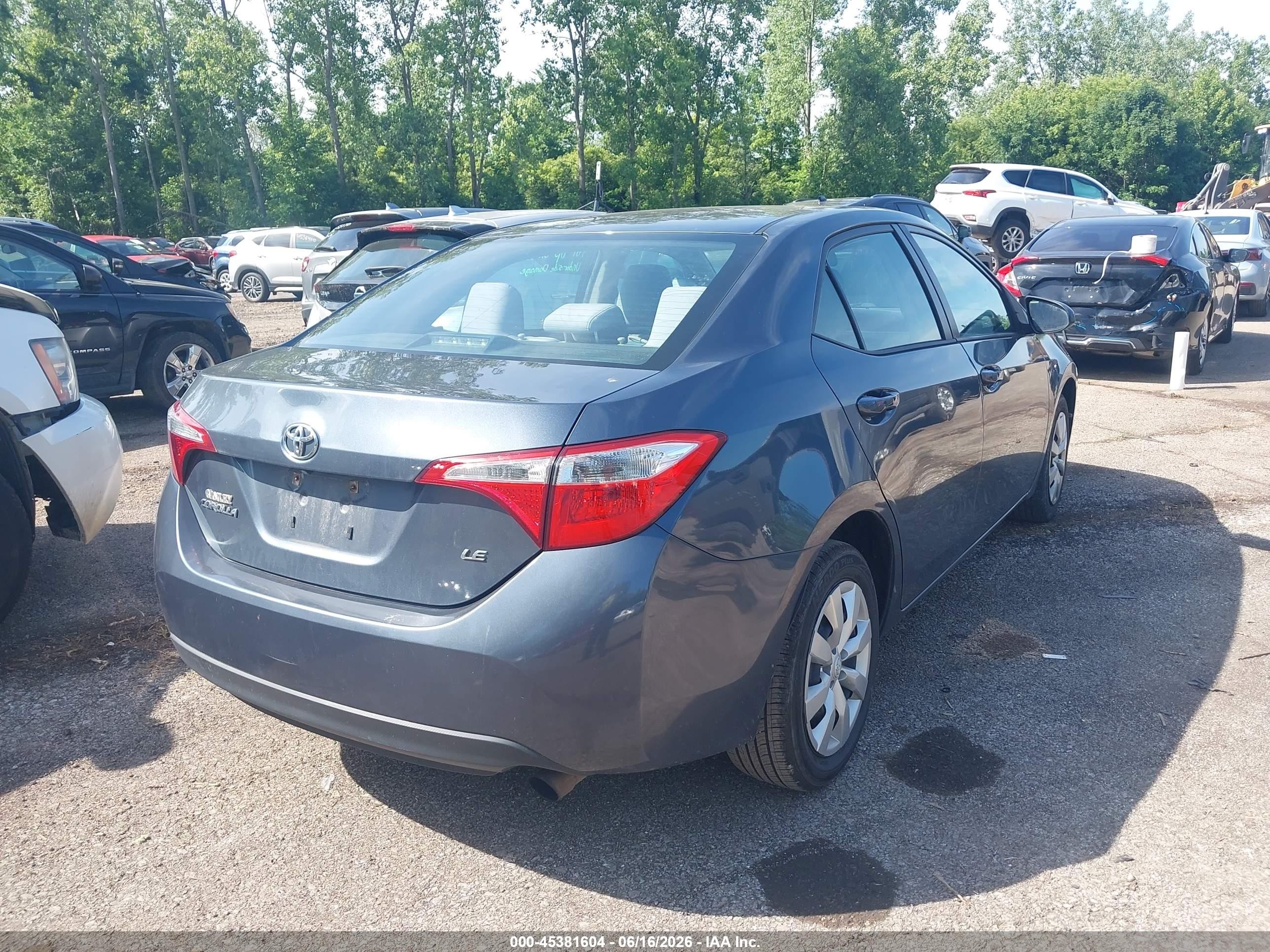 2014 Toyota Corolla Le Gray vin: 2T1BURHE8EC024514