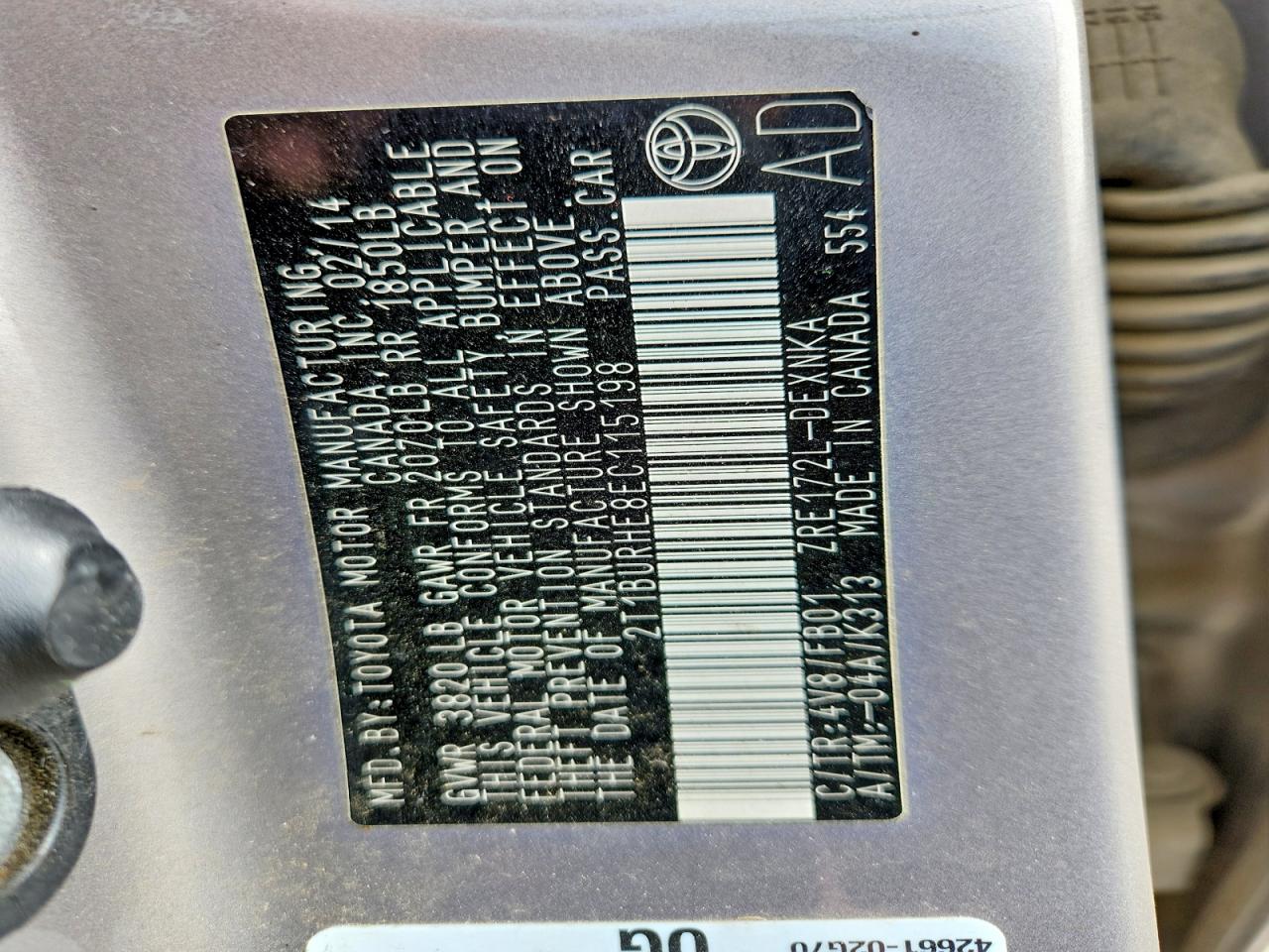 2014 Toyota Corolla Le Plus Beige vin: 2T1BURHE8EC115198