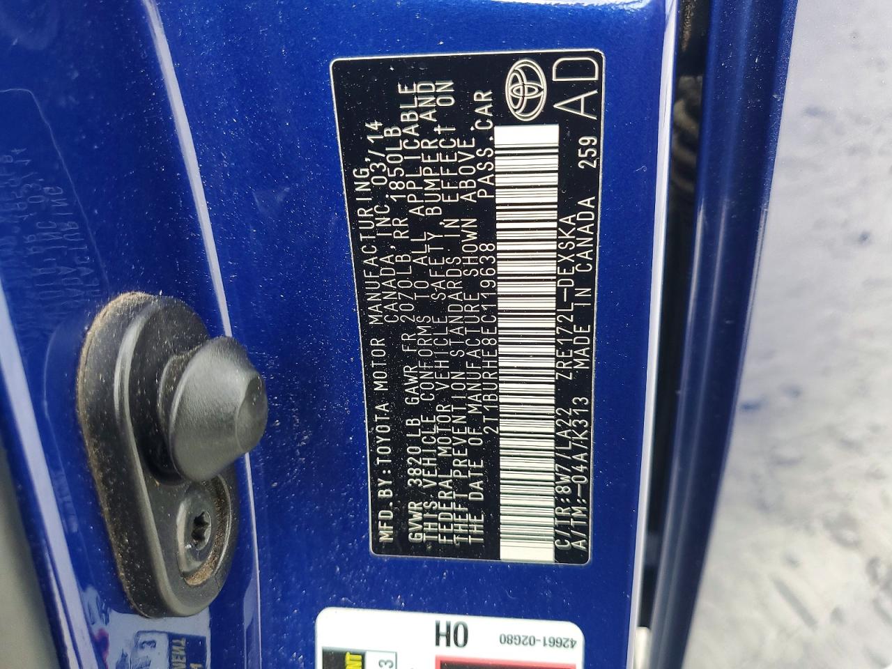 2014 Toyota Corolla S Premium Синий vin: 2T1BURHE8EC119638
