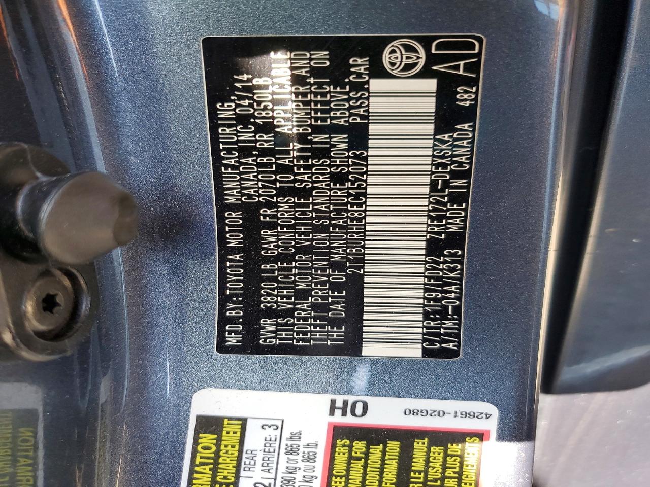 2014 Toyota Corolla S Plus Blue vin: 2T1BURHE8EC152073
