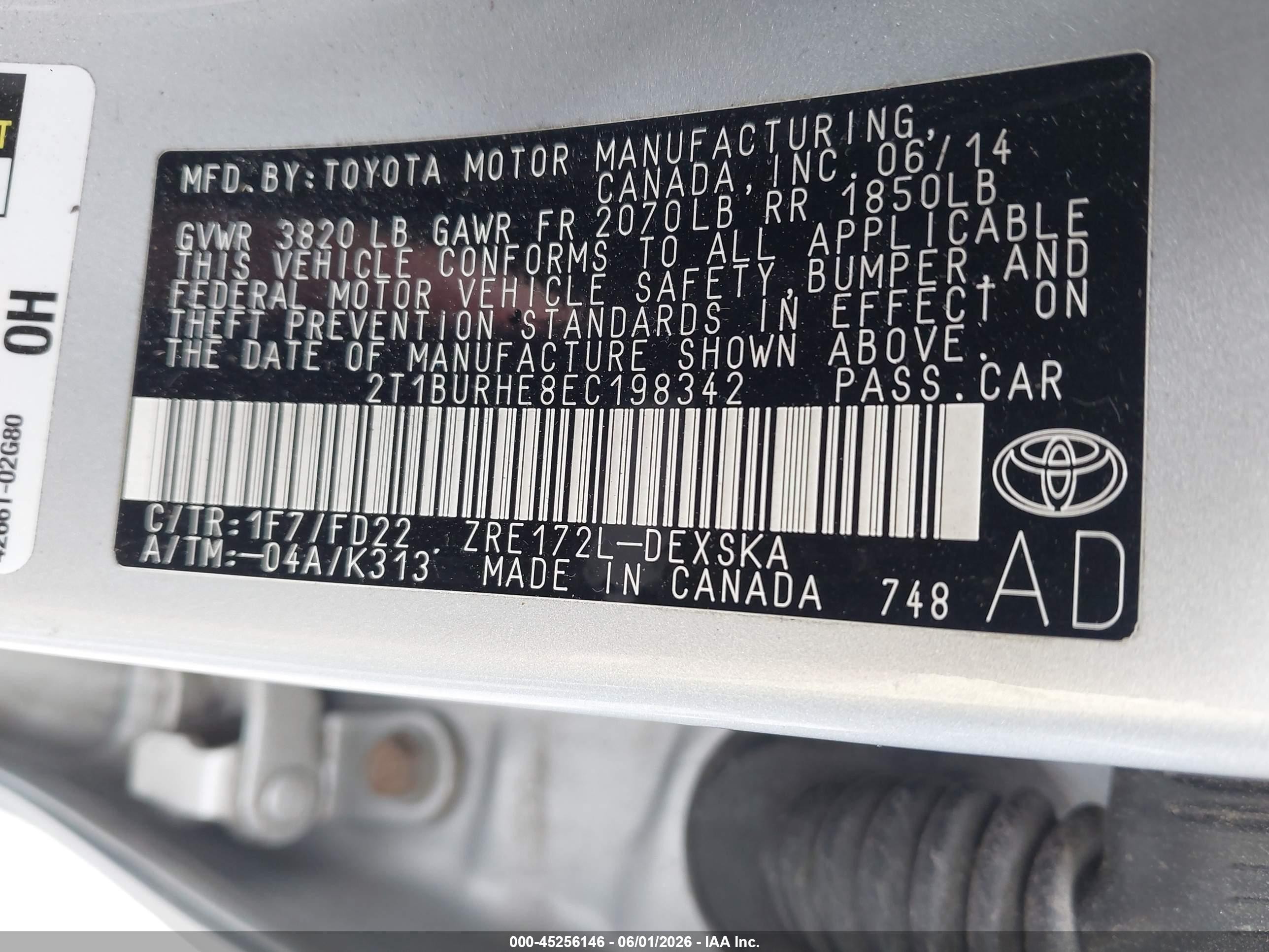 2014 Toyota Corolla S Plus Серый vin: 2T1BURHE8EC198342