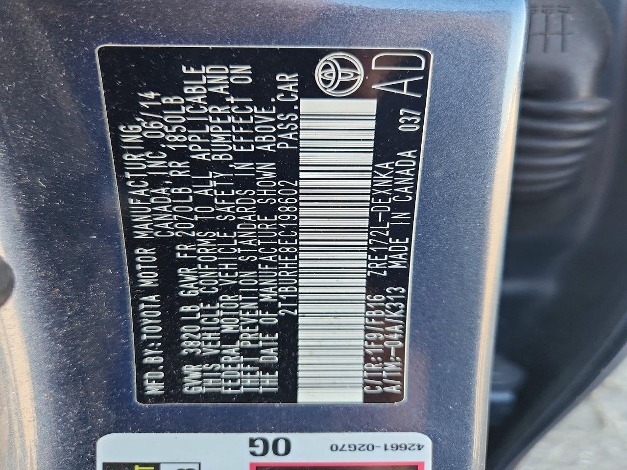 2014 Toyota Corolla Le Серый vin: 2T1BURHE8EC198602