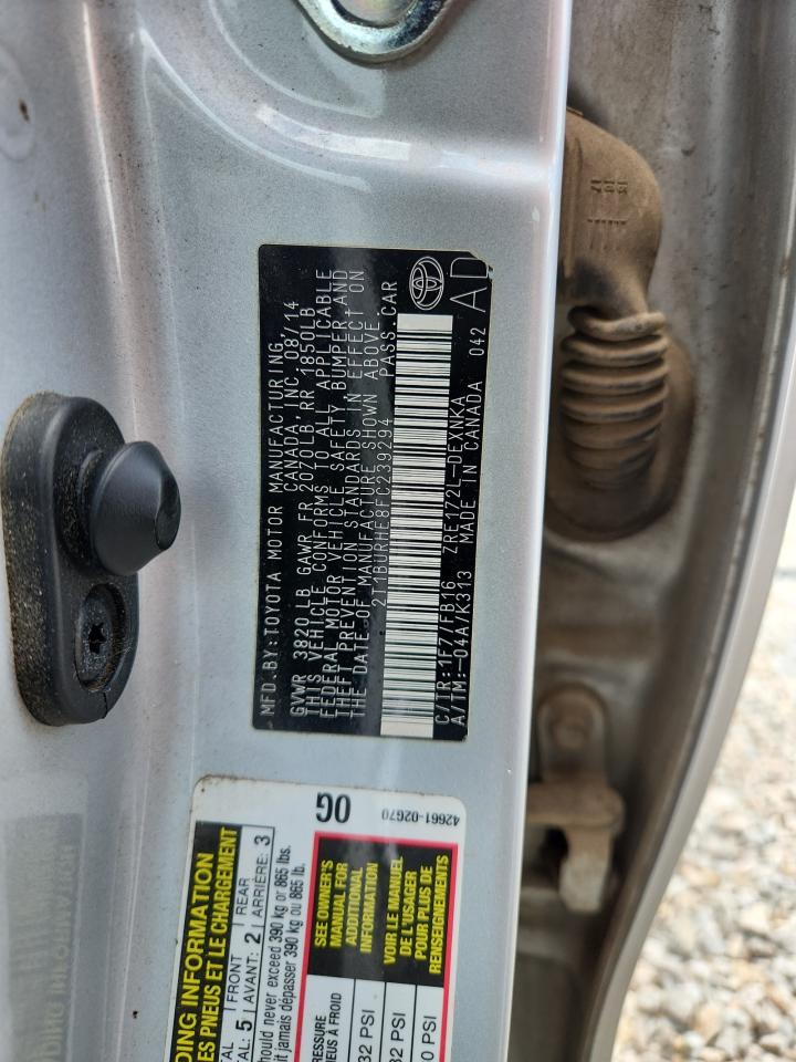 2015 Toyota Corolla Le Серебряный vin: 2T1BURHE8FC239294