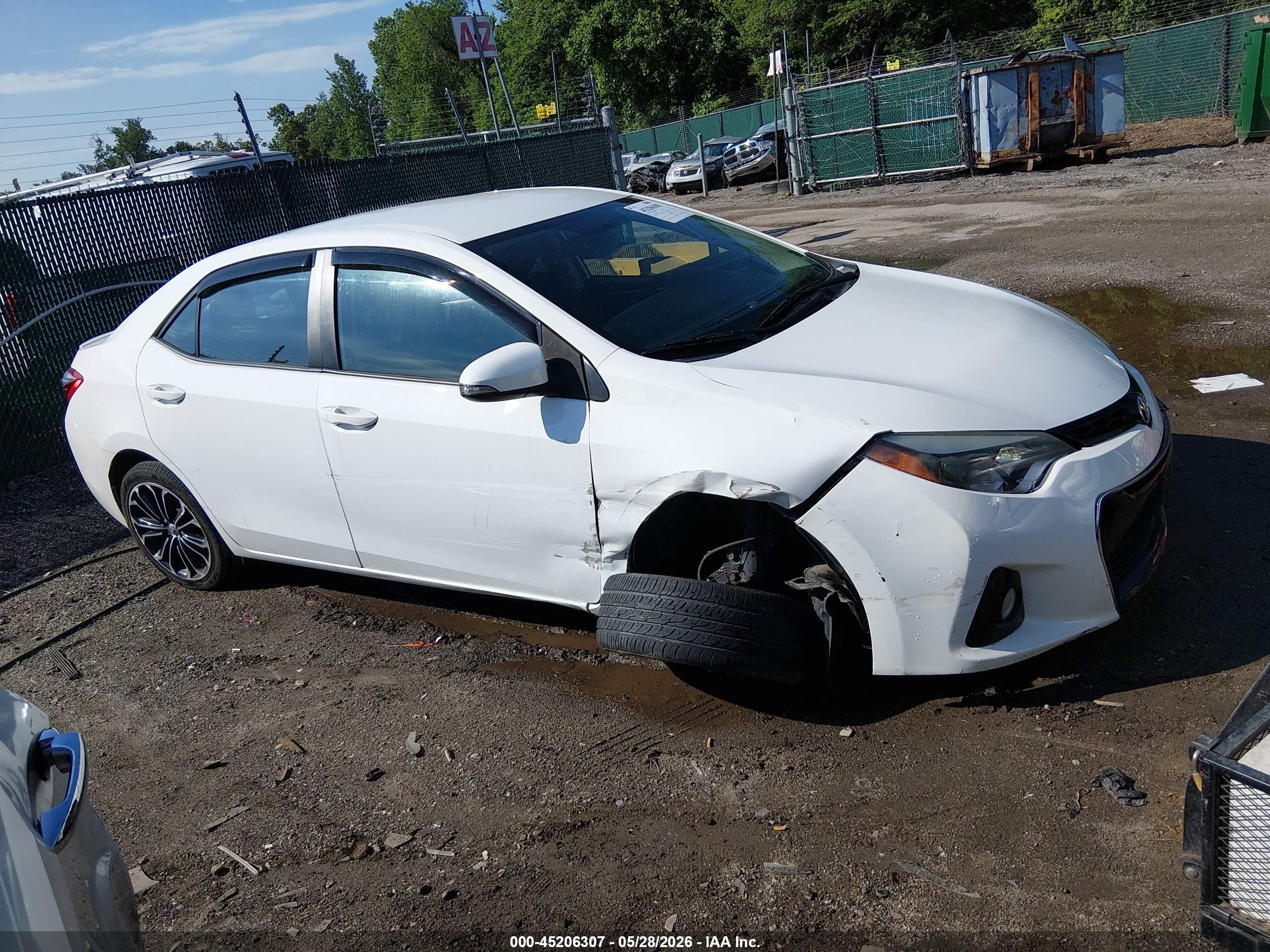 2015 Toyota Corolla S Plus White vin: 2T1BURHE8FC320974