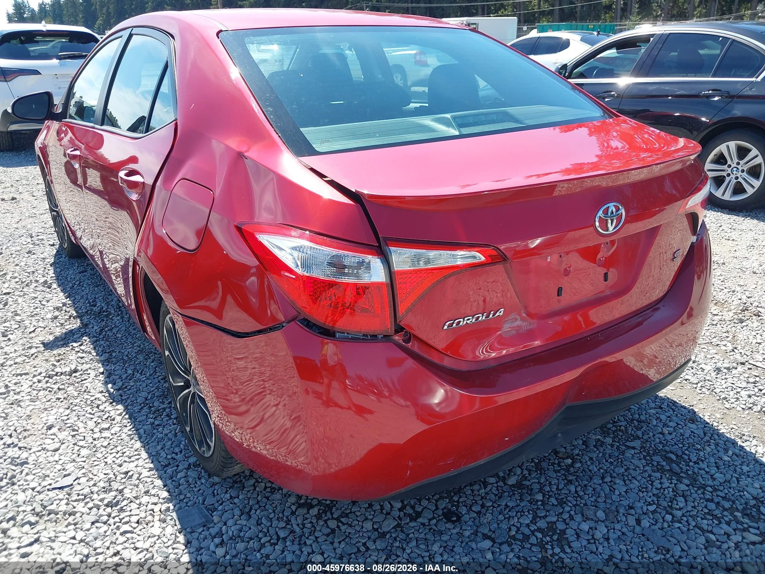 2015 Toyota Corolla S Plus Red vin: 2T1BURHE8FC377434