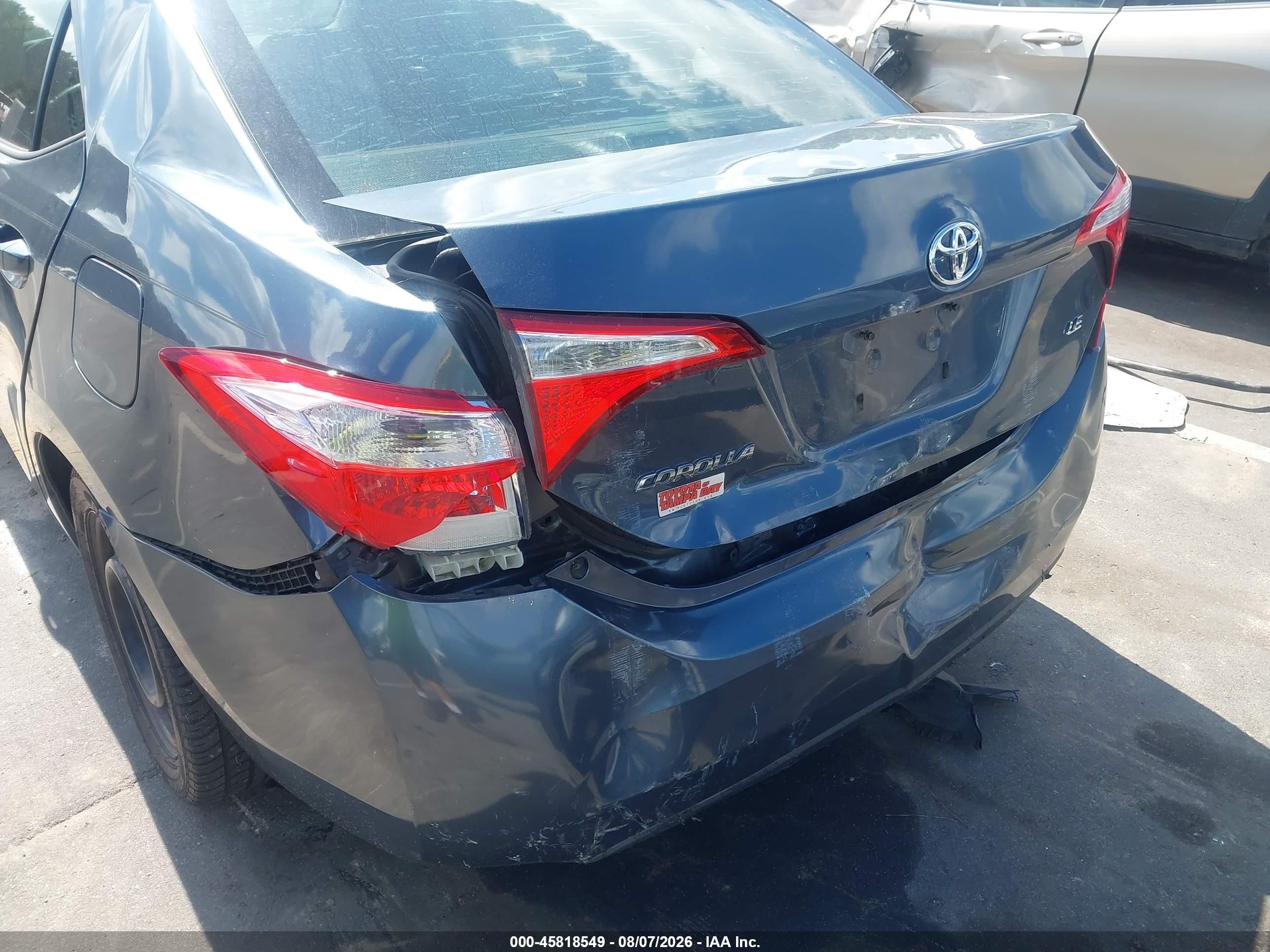 2015 Toyota Corolla Le Gray vin: 2T1BURHE8FC439351