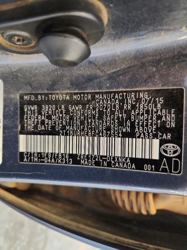 2015 Toyota Corolla Le Gray vin: 2T1BURHE8FC467554