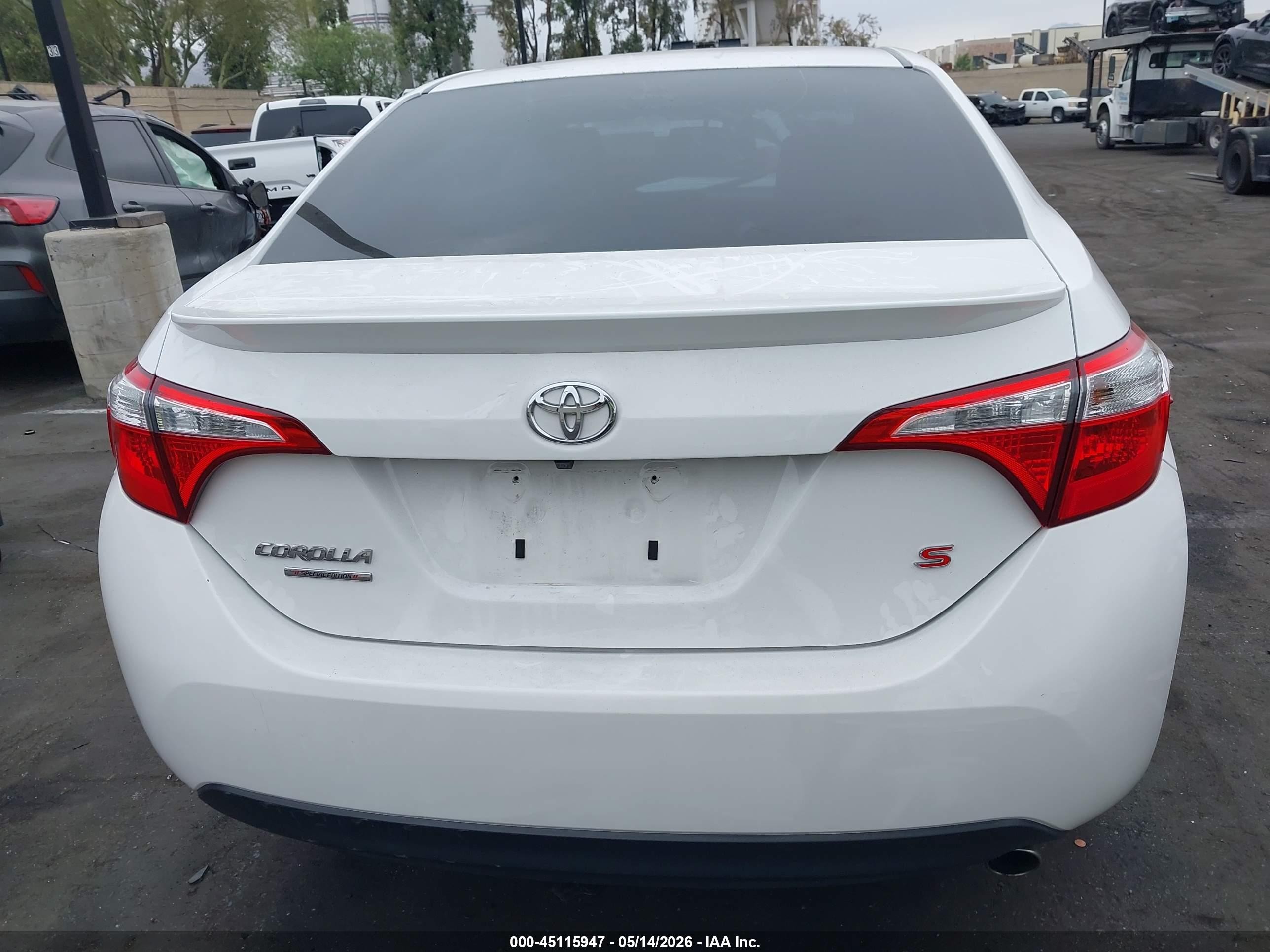 2016 Toyota Corolla S W/special Edition Pkg White vin: 2T1BURHE8GC585783