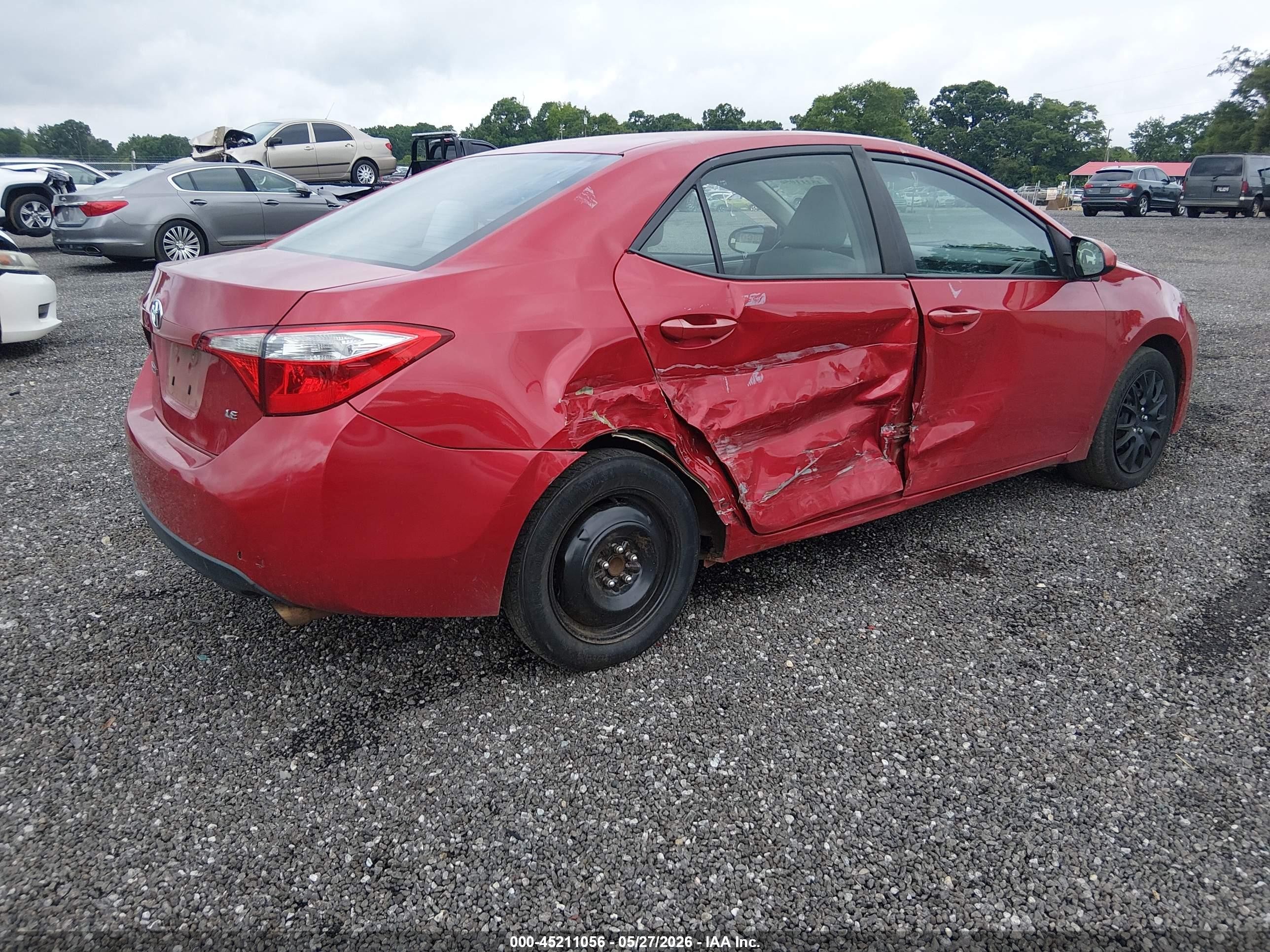 2014 Toyota Corolla Le Red vin: 2T1BURHE9EC015014
