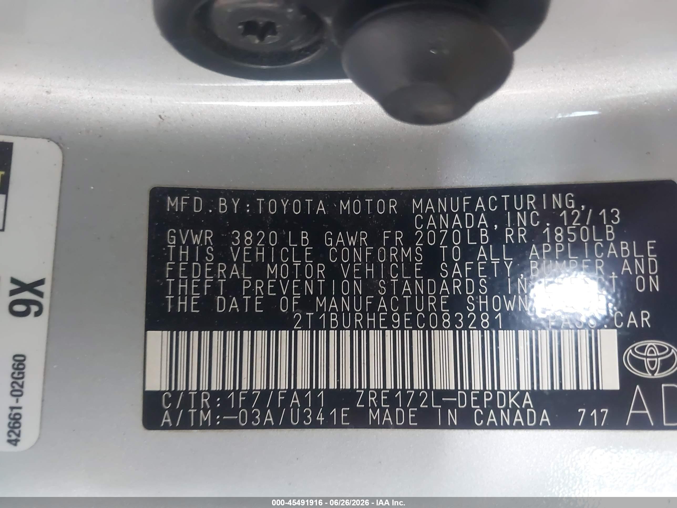 2014 Toyota Corolla L Silver vin: 2T1BURHE9EC083281