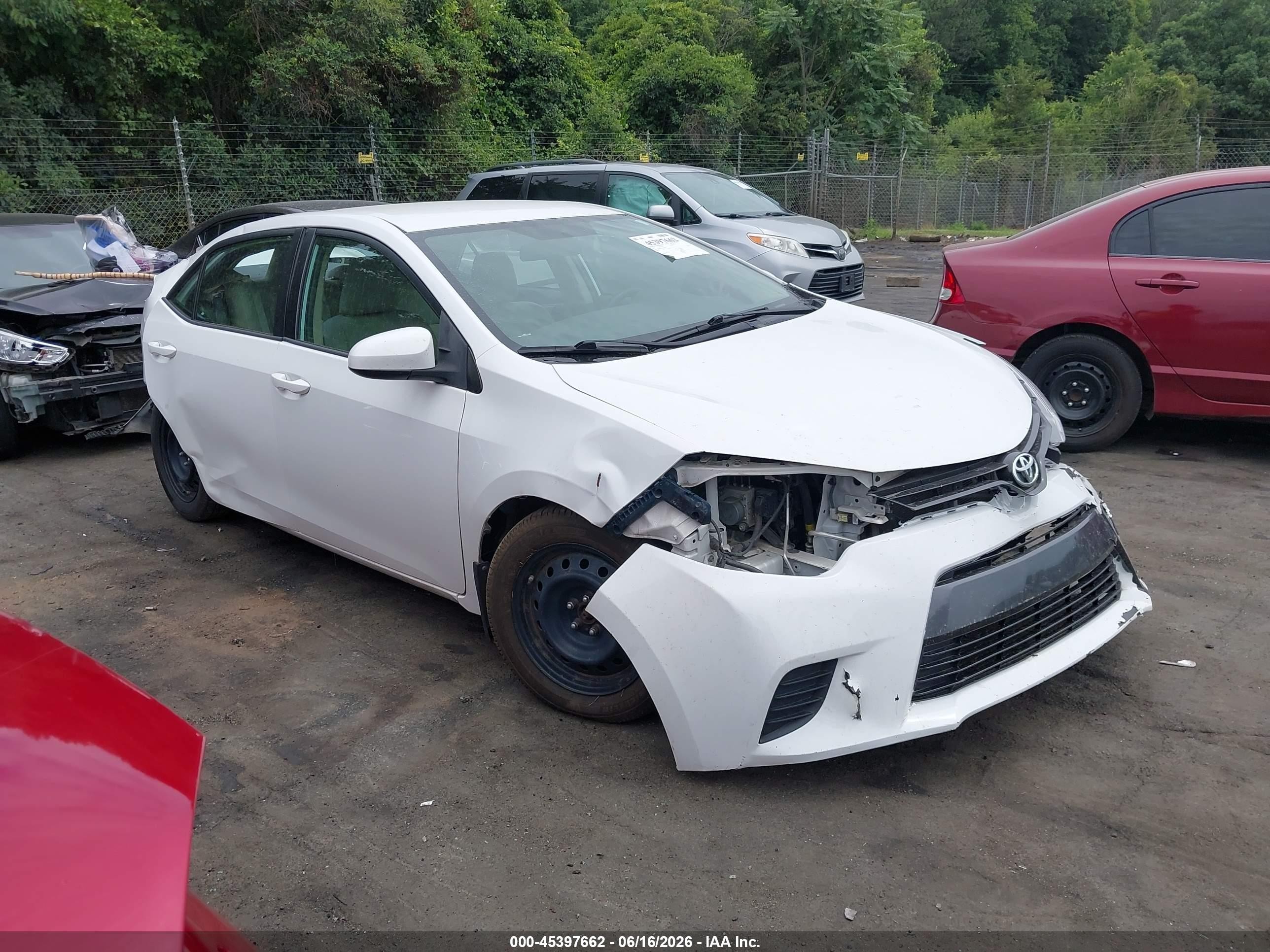 2014 Toyota Corolla Le White vin: 2T1BURHE9EC097911