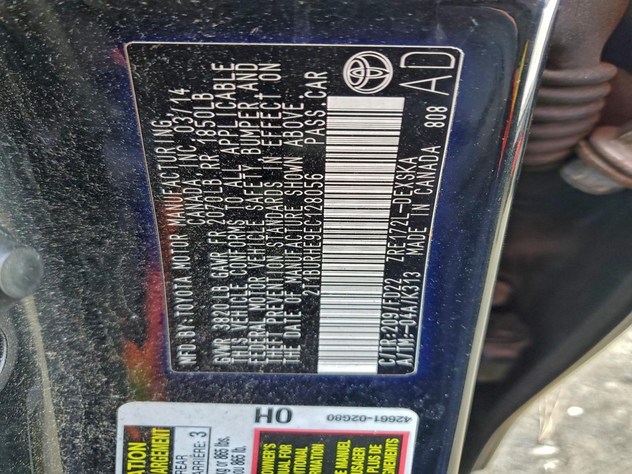 2014 Toyota Corolla S Plus Black vin: 2T1BURHE9EC128056