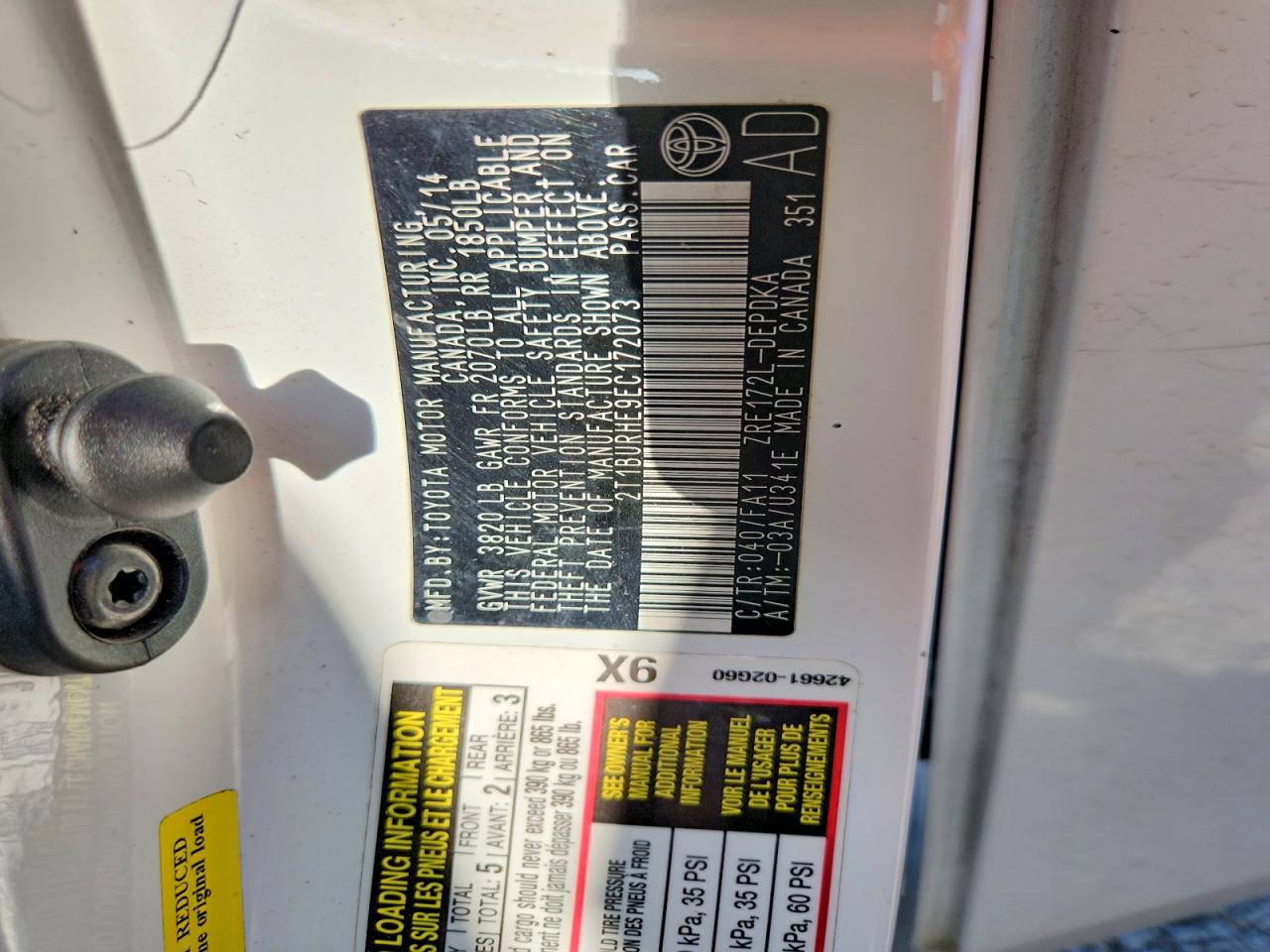 2014 Toyota Corolla L Белый vin: 2T1BURHE9EC172073