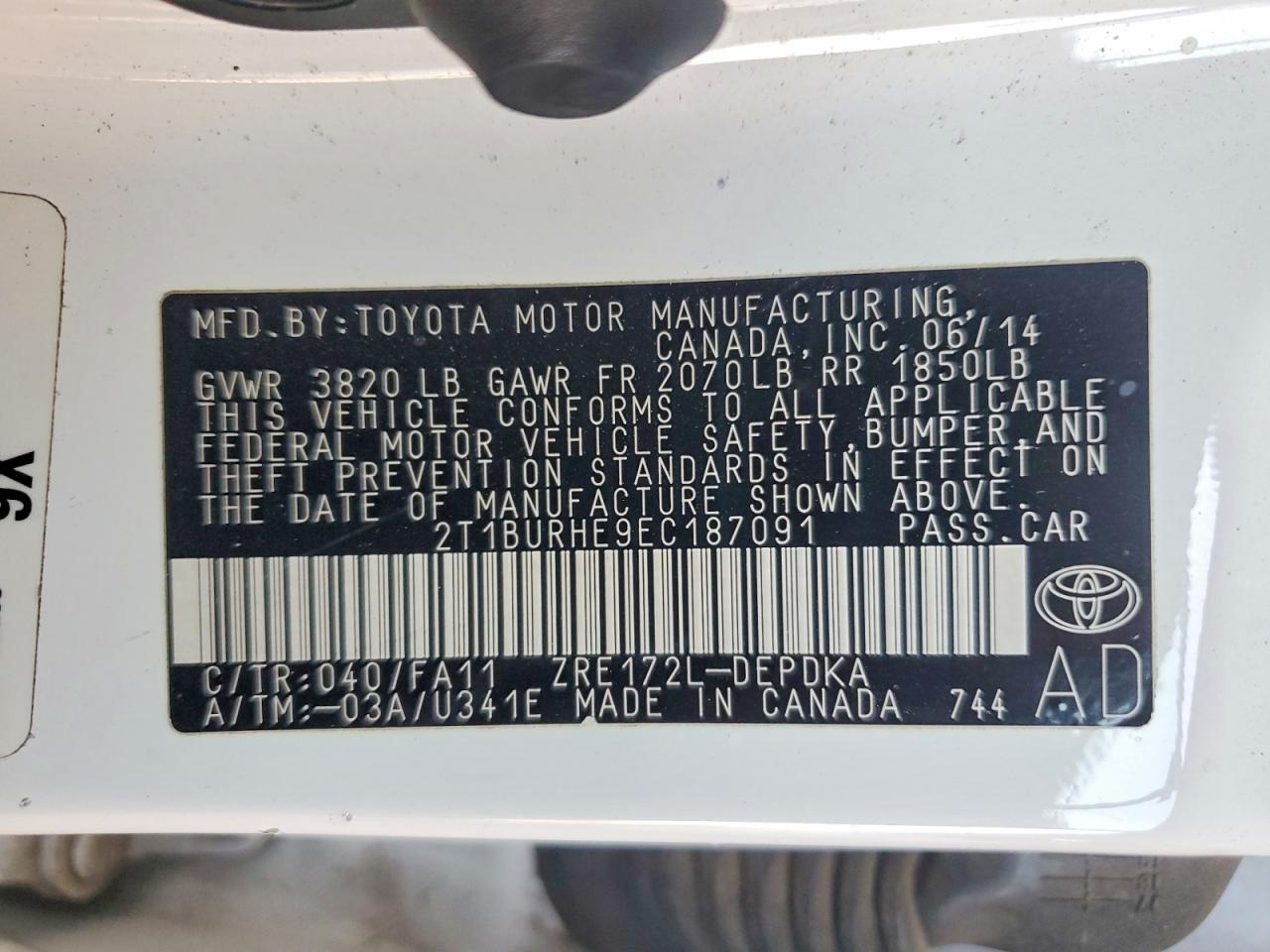 2014 Toyota Corolla L Белый vin: 2T1BURHE9EC187091
