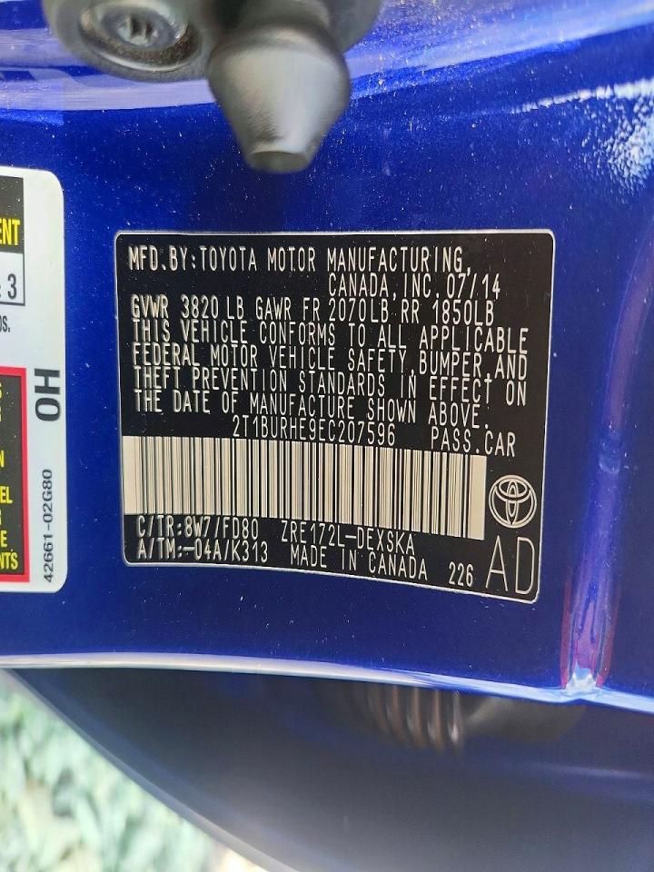 2014 Toyota Corolla S Plus Blue vin: 2T1BURHE9EC207596
