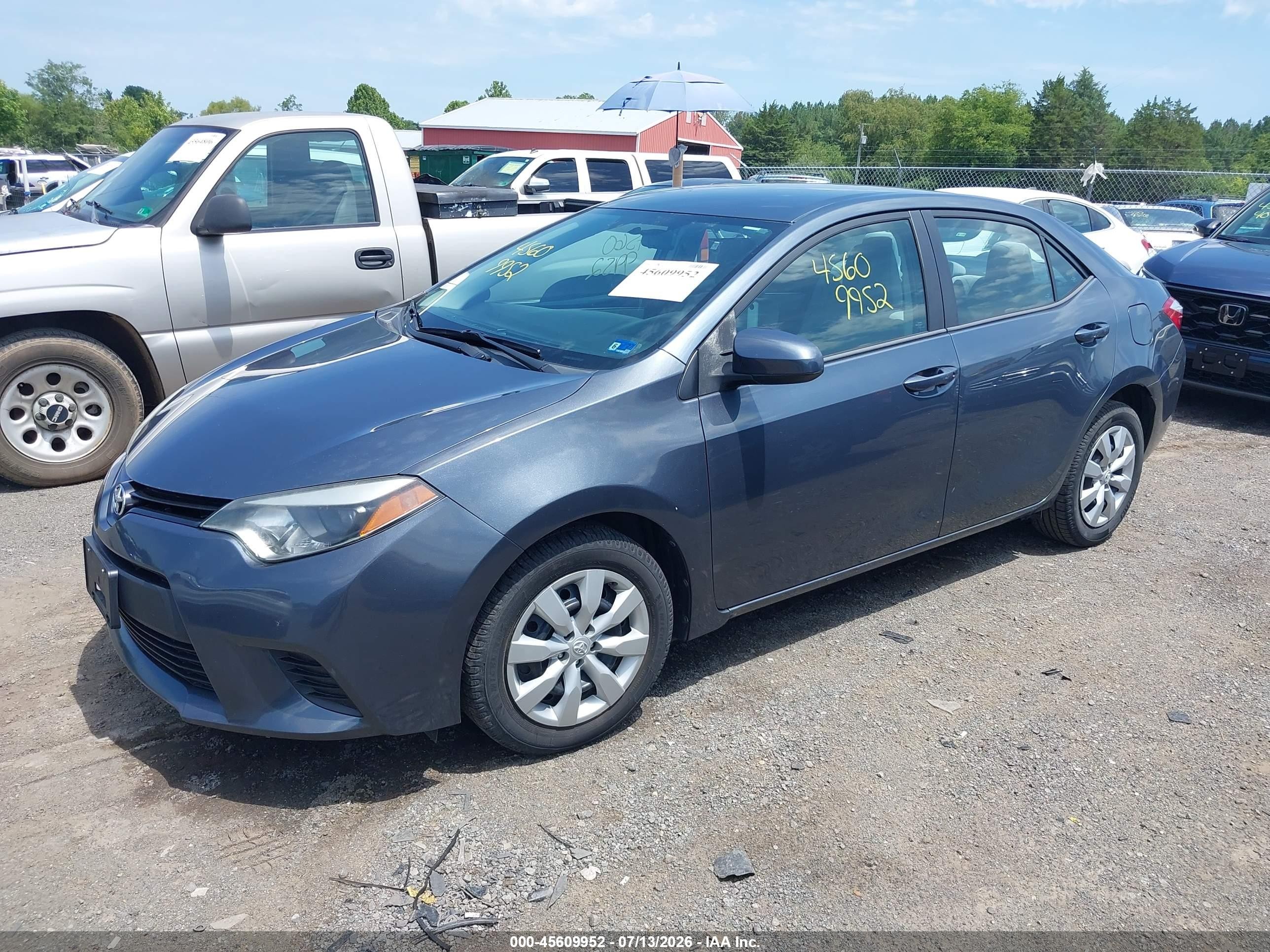 2014 Toyota Corolla Le Gray vin: 2T1BURHE9EC210983