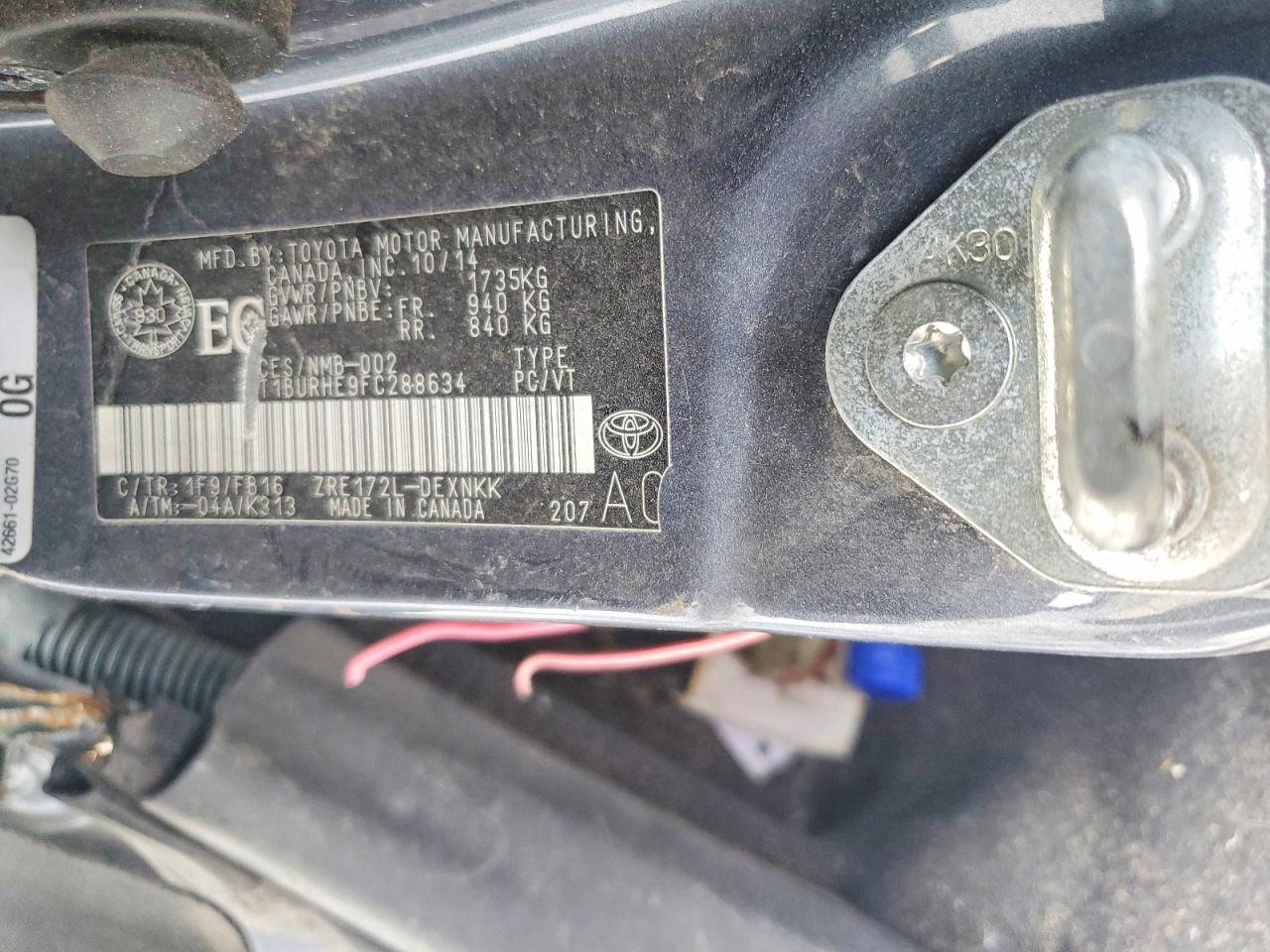 2015 Toyota Corolla L Charcoal vin: 2T1BURHE9FC288634
