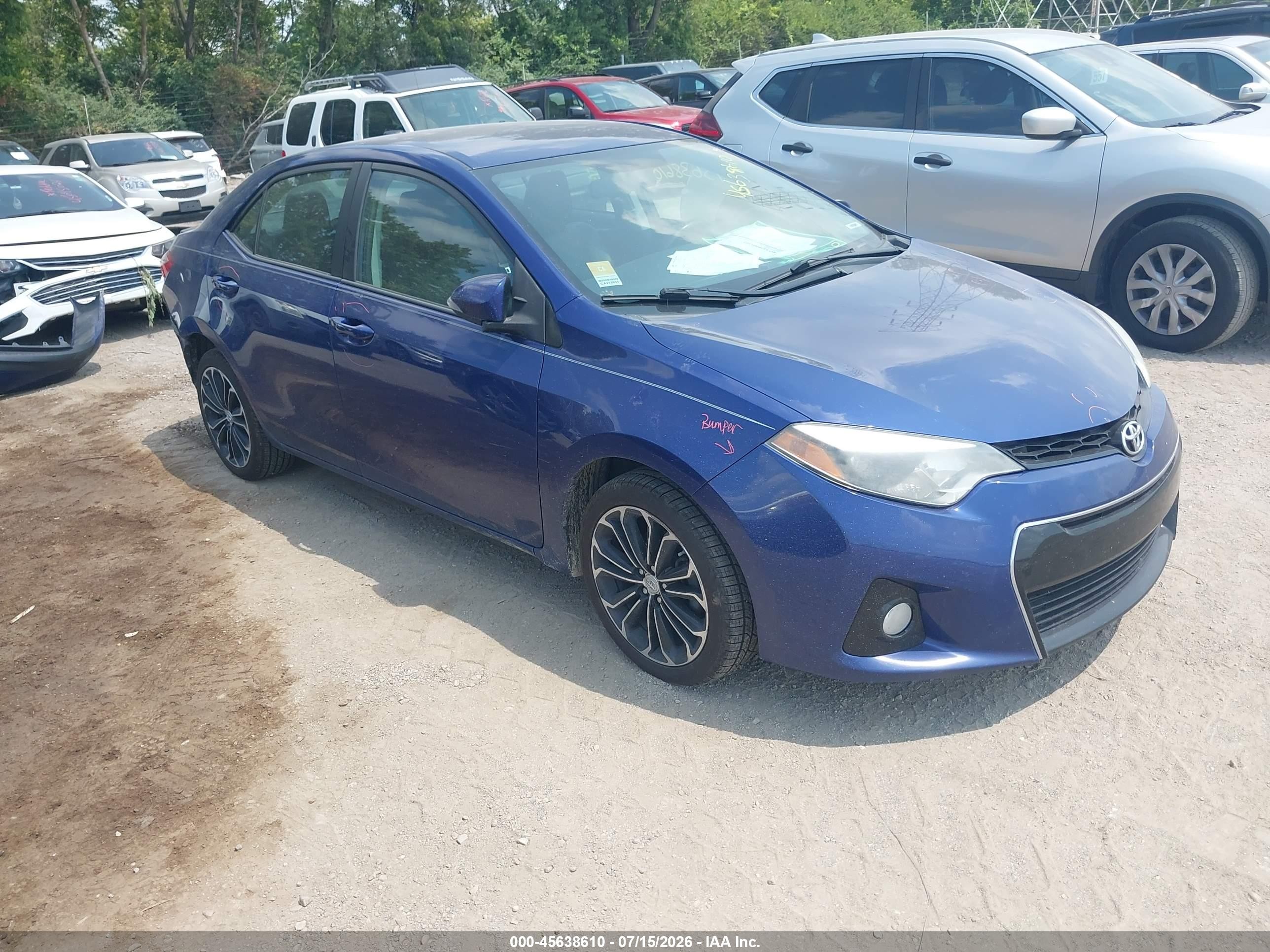 2015 Toyota Corolla S Plus Blue vin: 2T1BURHE9FC402146