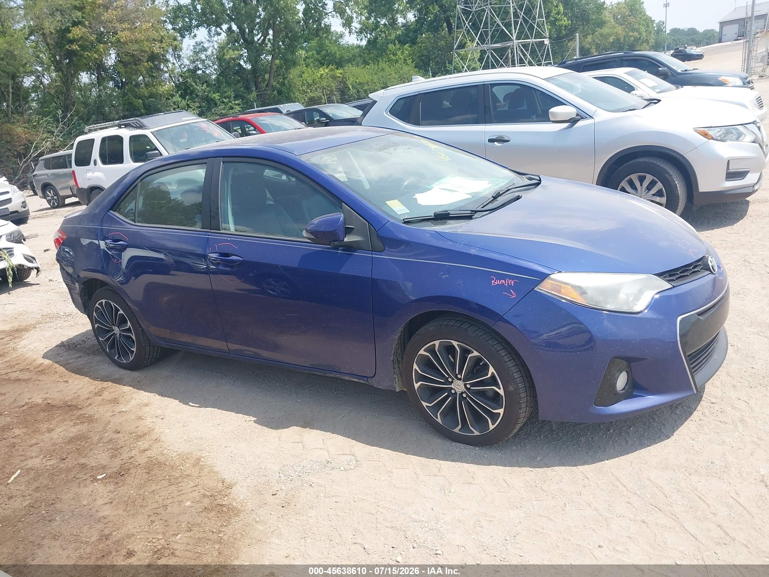 2015 Toyota Corolla S Plus Blue vin: 2T1BURHE9FC402146