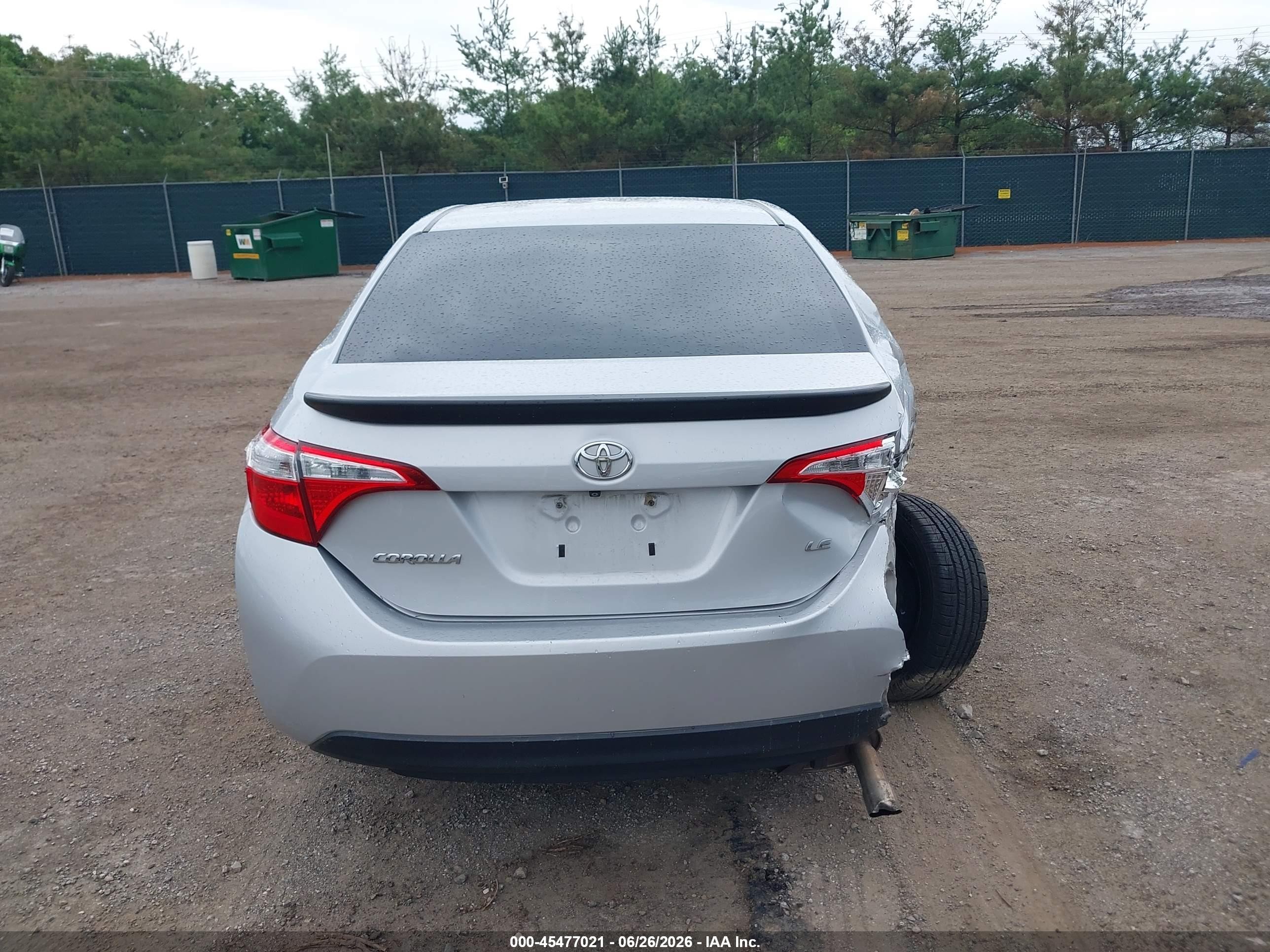 2015 Toyota Corolla Le Silver vin: 2T1BURHE9FC404706