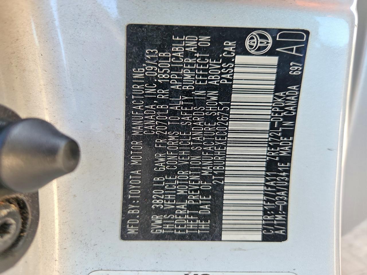2014 Toyota Corolla L Silver vin: 2T1BURHEXEC026751