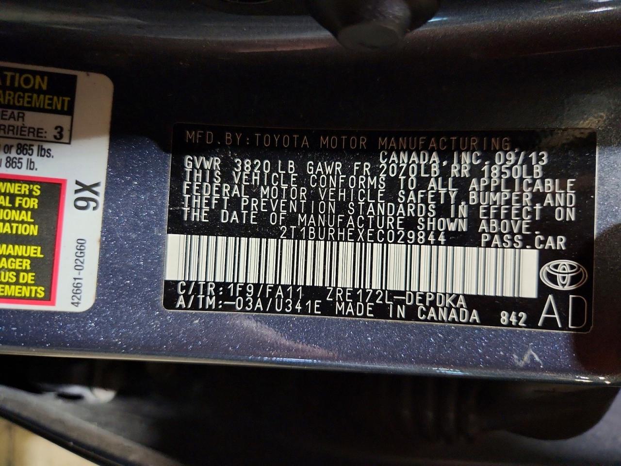 2014 Toyota Corolla L Blue vin: 2T1BURHEXEC029844