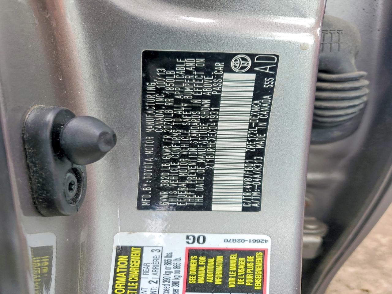 2014 Toyota Corolla Le Gray vin: 2T1BURHEXEC041931