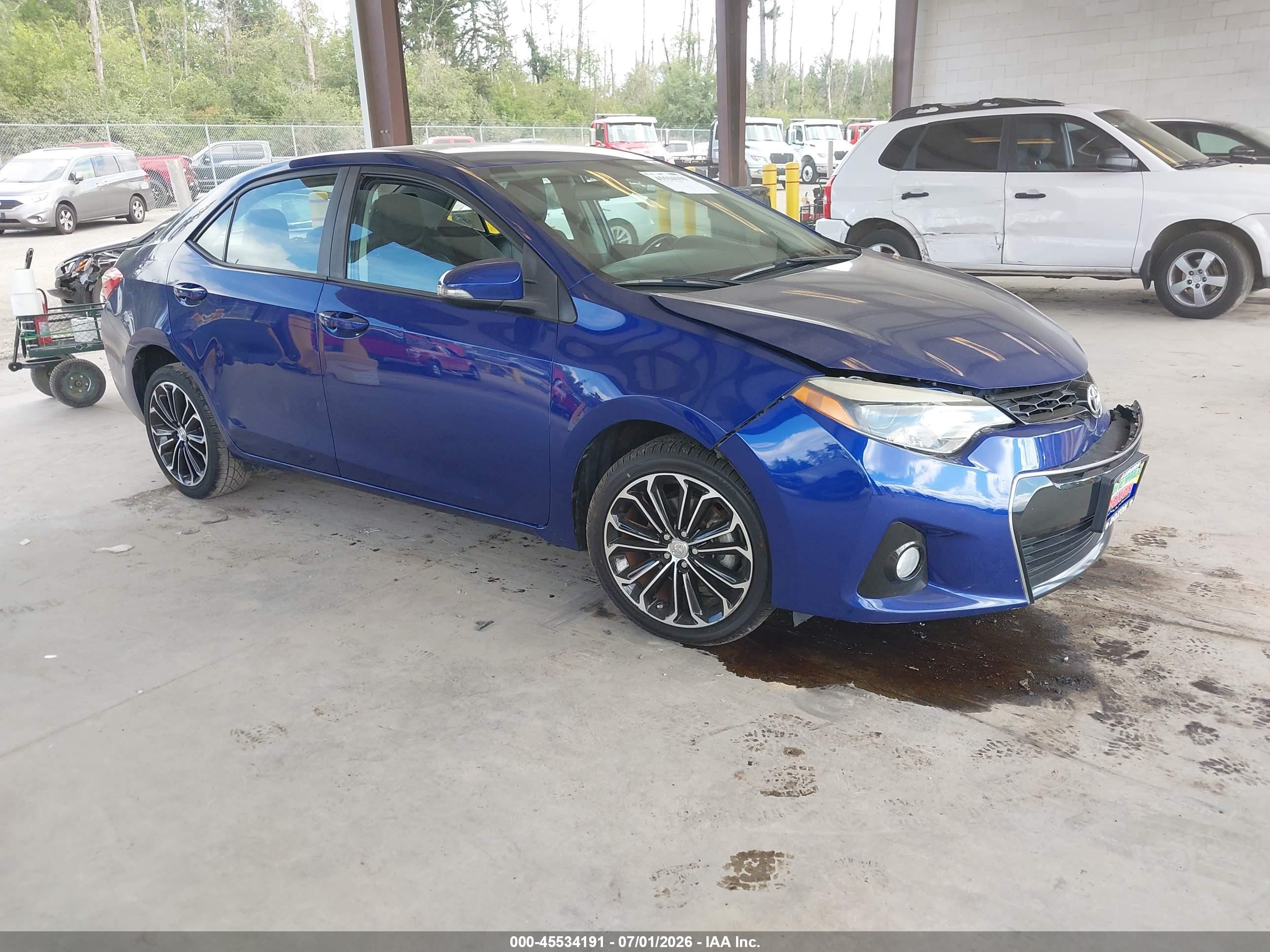 2014 Toyota Corolla S Plus Blue vin: 2T1BURHEXEC043548