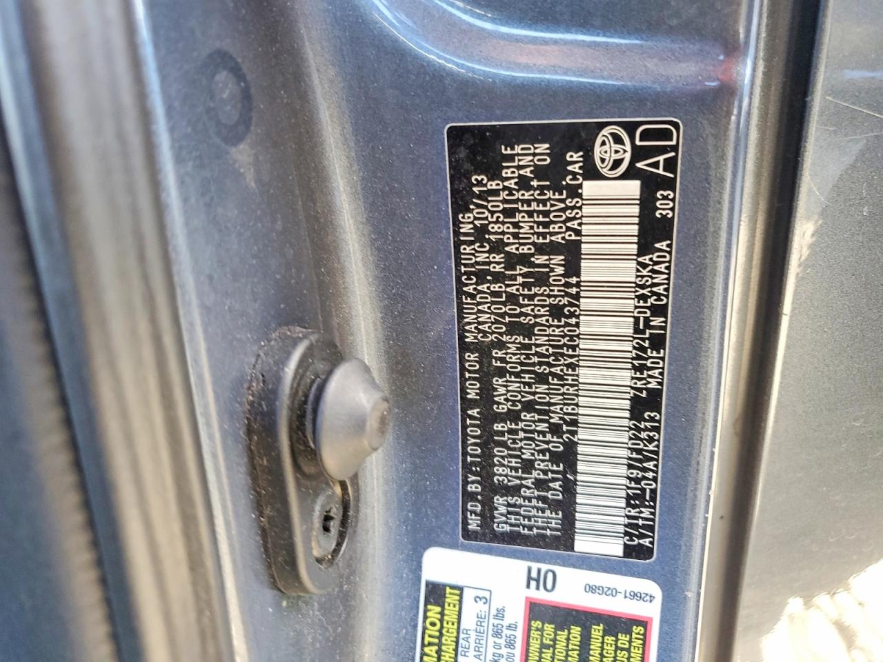 2014 Toyota Corolla S Plus Gray vin: 2T1BURHEXEC043744