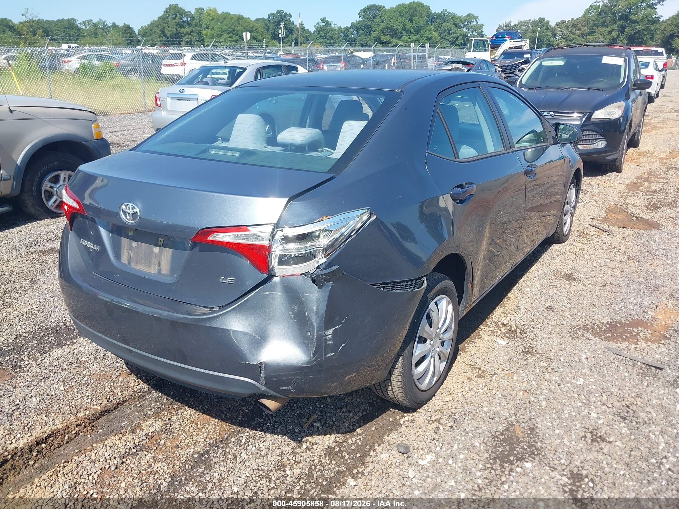 2014 Toyota Corolla Le Gray vin: 2T1BURHEXEC125523