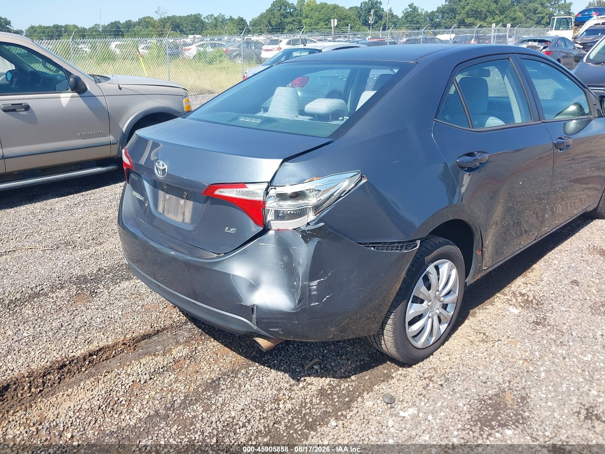 2014 Toyota Corolla Le Gray vin: 2T1BURHEXEC125523