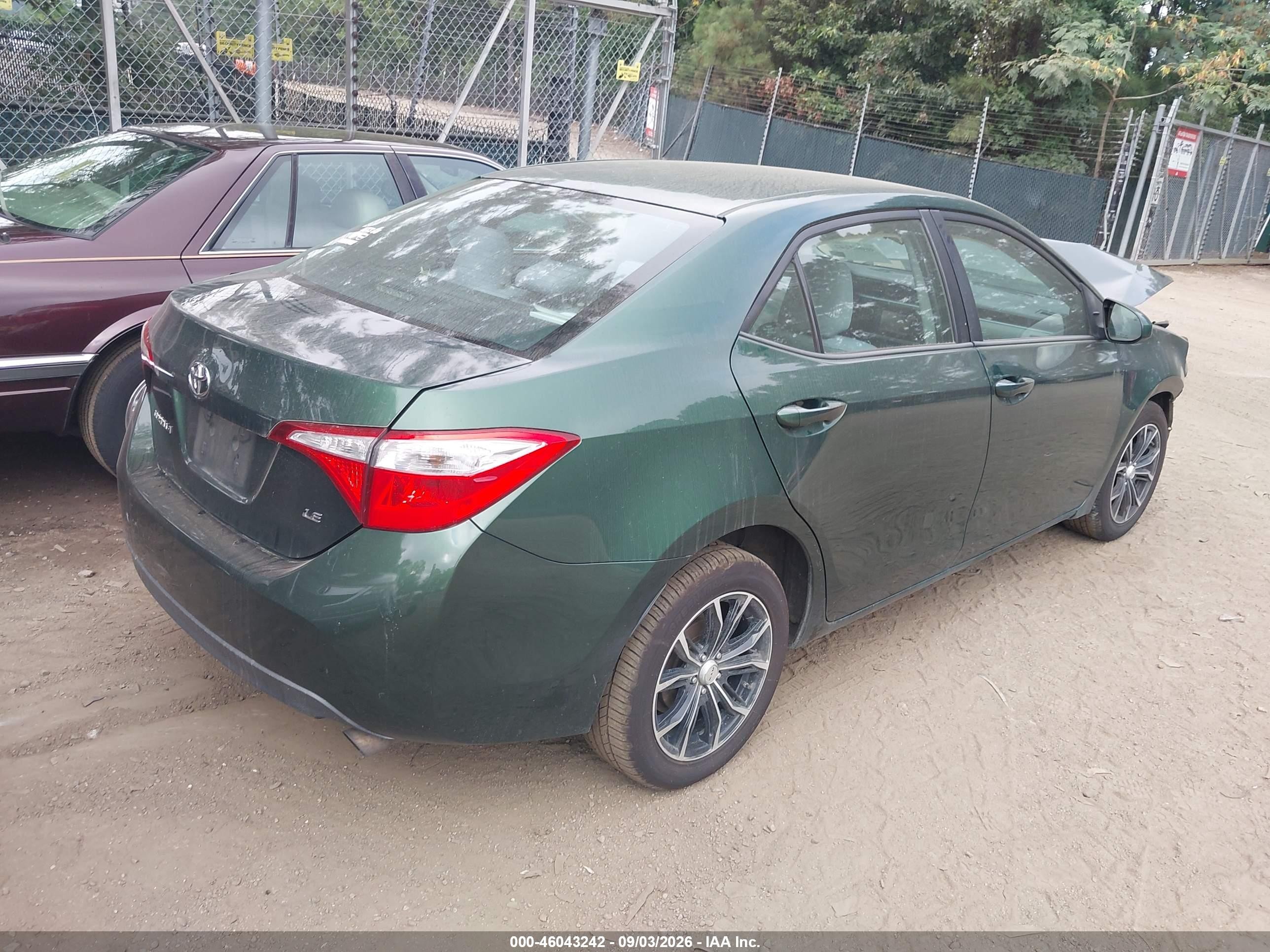 2014 Toyota Corolla Le Зеленый vin: 2T1BURHEXEC133752