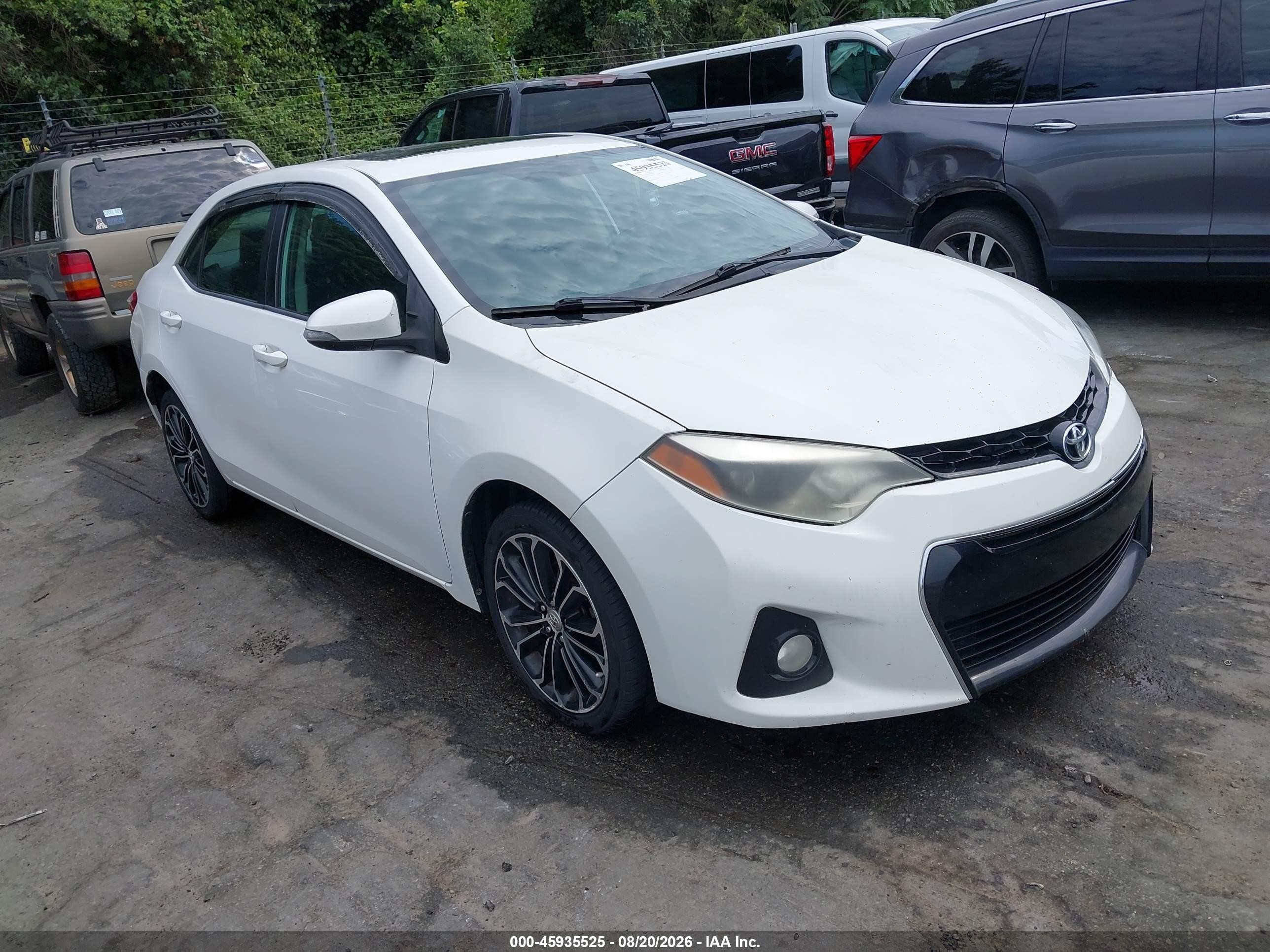 2014 Toyota Corolla L/le/le Pls/prm/s/s Pls White vin: 2T1BURHEXEC140751