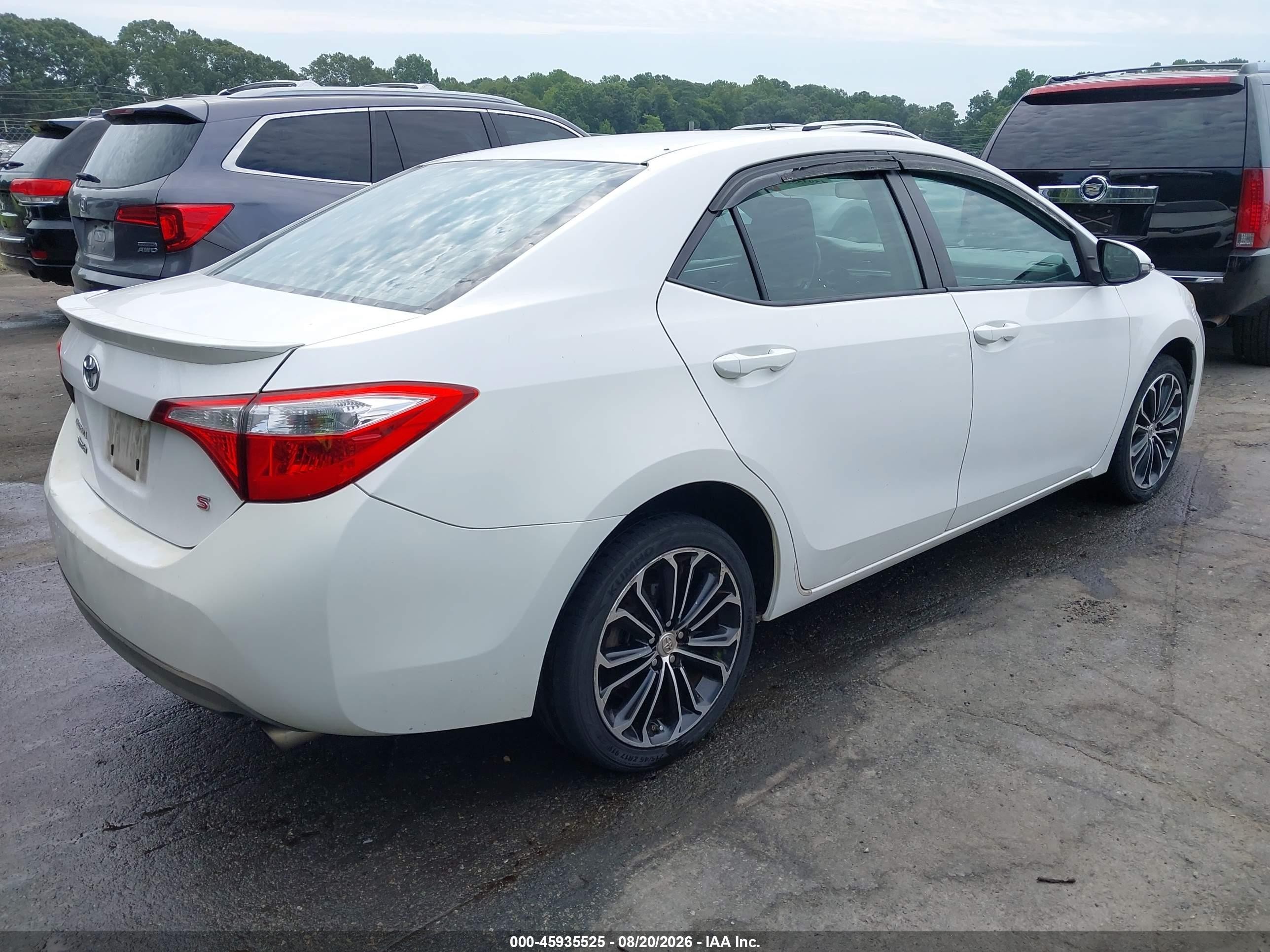 2014 Toyota Corolla L/le/le Pls/prm/s/s Pls White vin: 2T1BURHEXEC140751