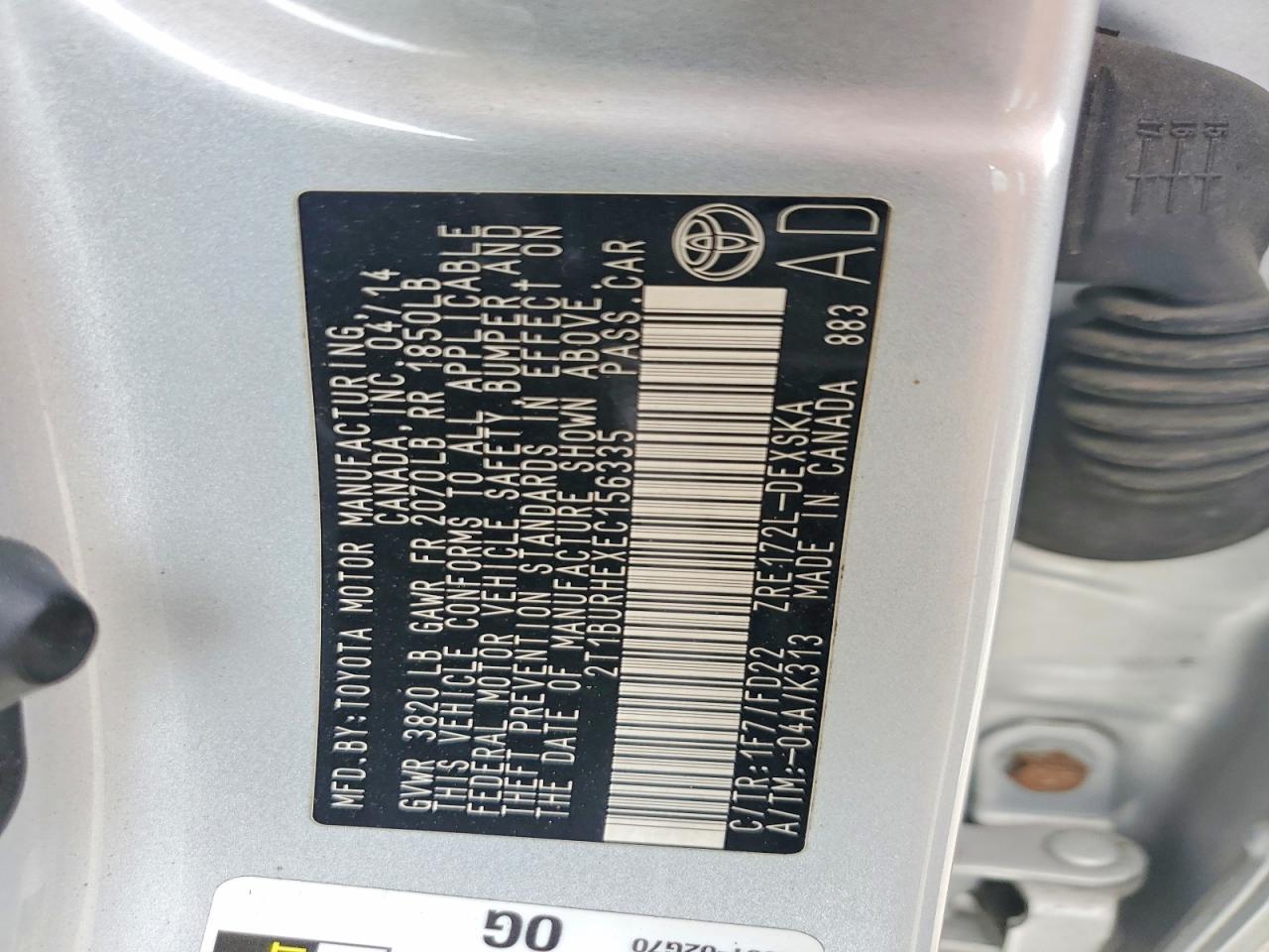 2014 Toyota Corolla S Silver vin: 2T1BURHEXEC156335