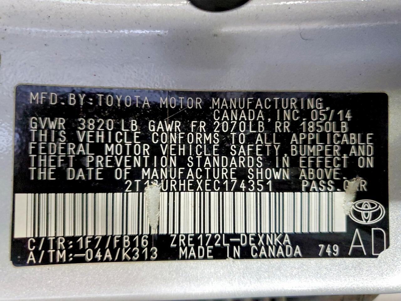 2014 Toyota Corolla Le Silver vin: 2T1BURHEXEC174351