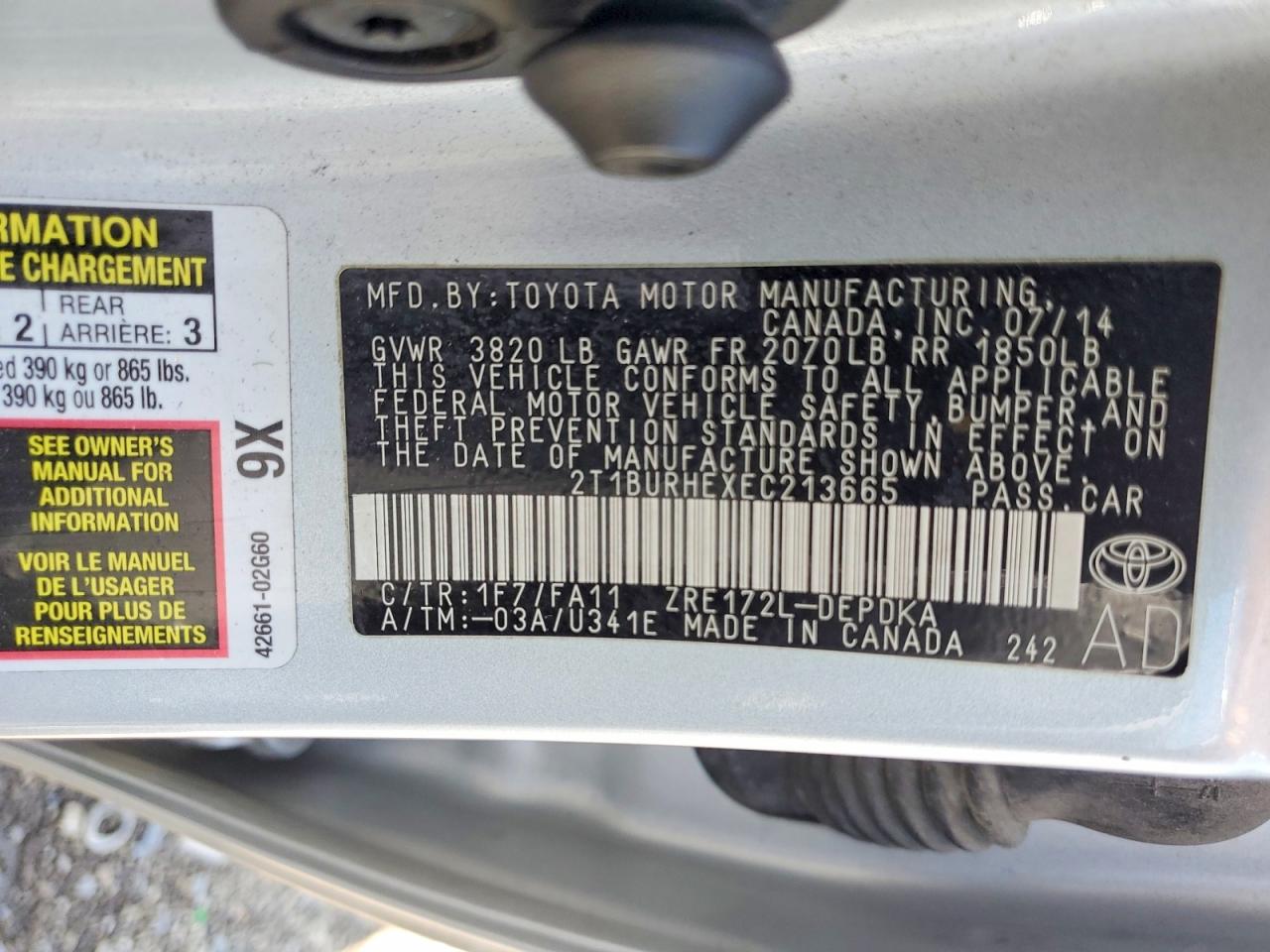 2014 Toyota Corolla L Silver vin: 2T1BURHEXEC213665