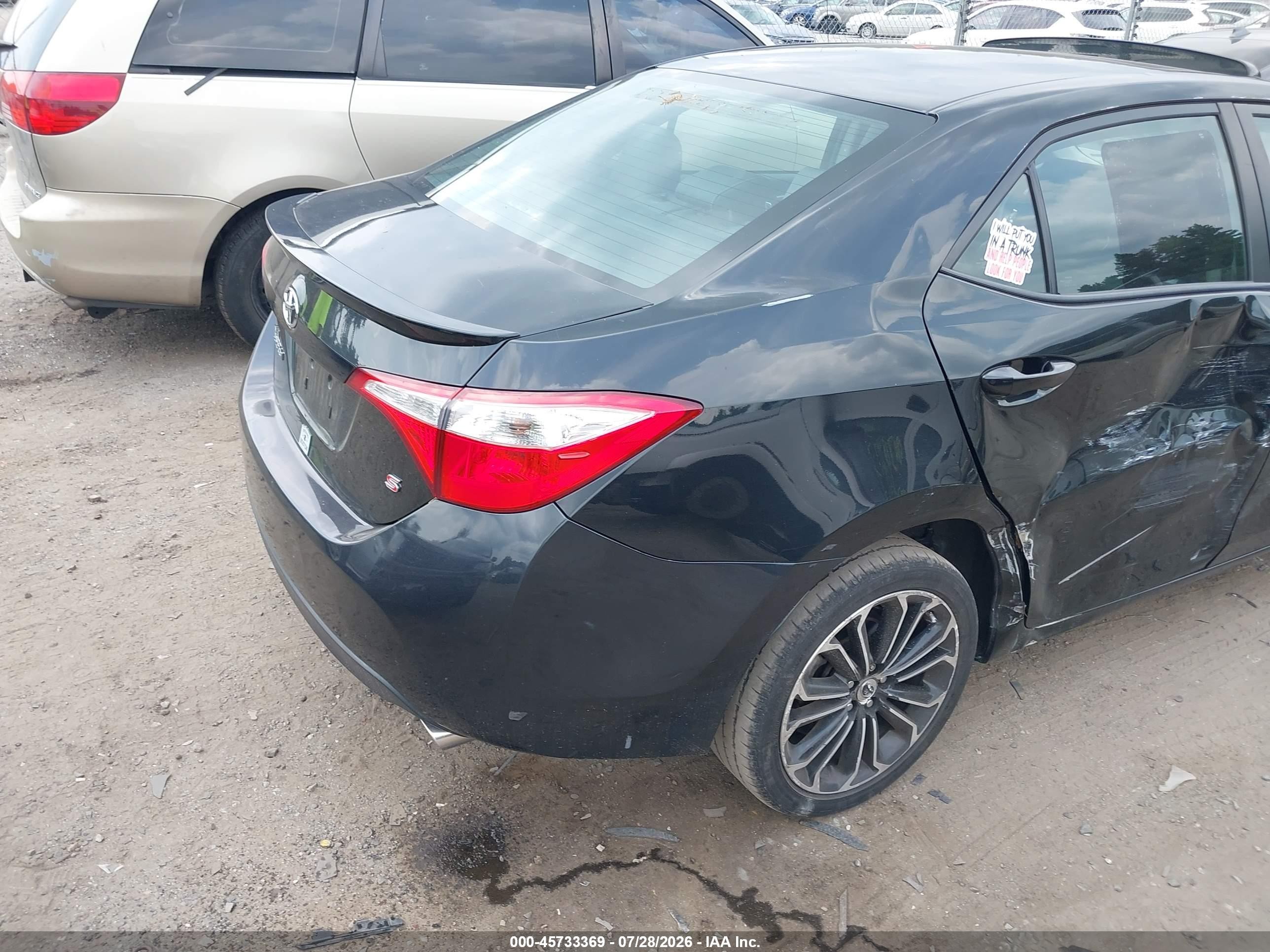 2015 Toyota Corolla S Plus Black vin: 2T1BURHEXFC287525