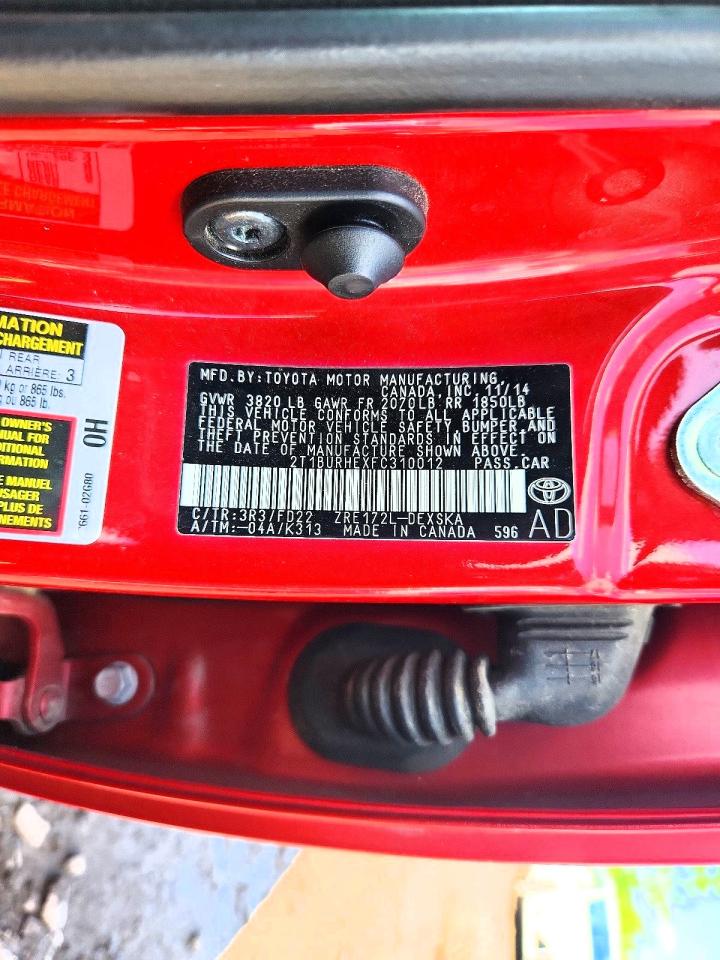 2015 Toyota Corolla S Plus Red vin: 2T1BURHEXFC310012