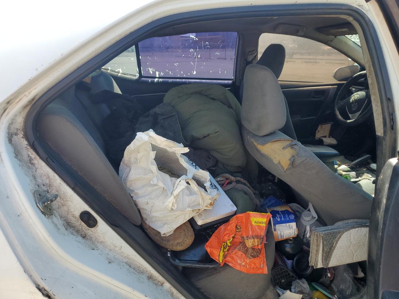 2015 Toyota Corolla L White vin: 2T1BURHEXFC336061 Damage: Right Front Seat, Torn, > 12 Inches
