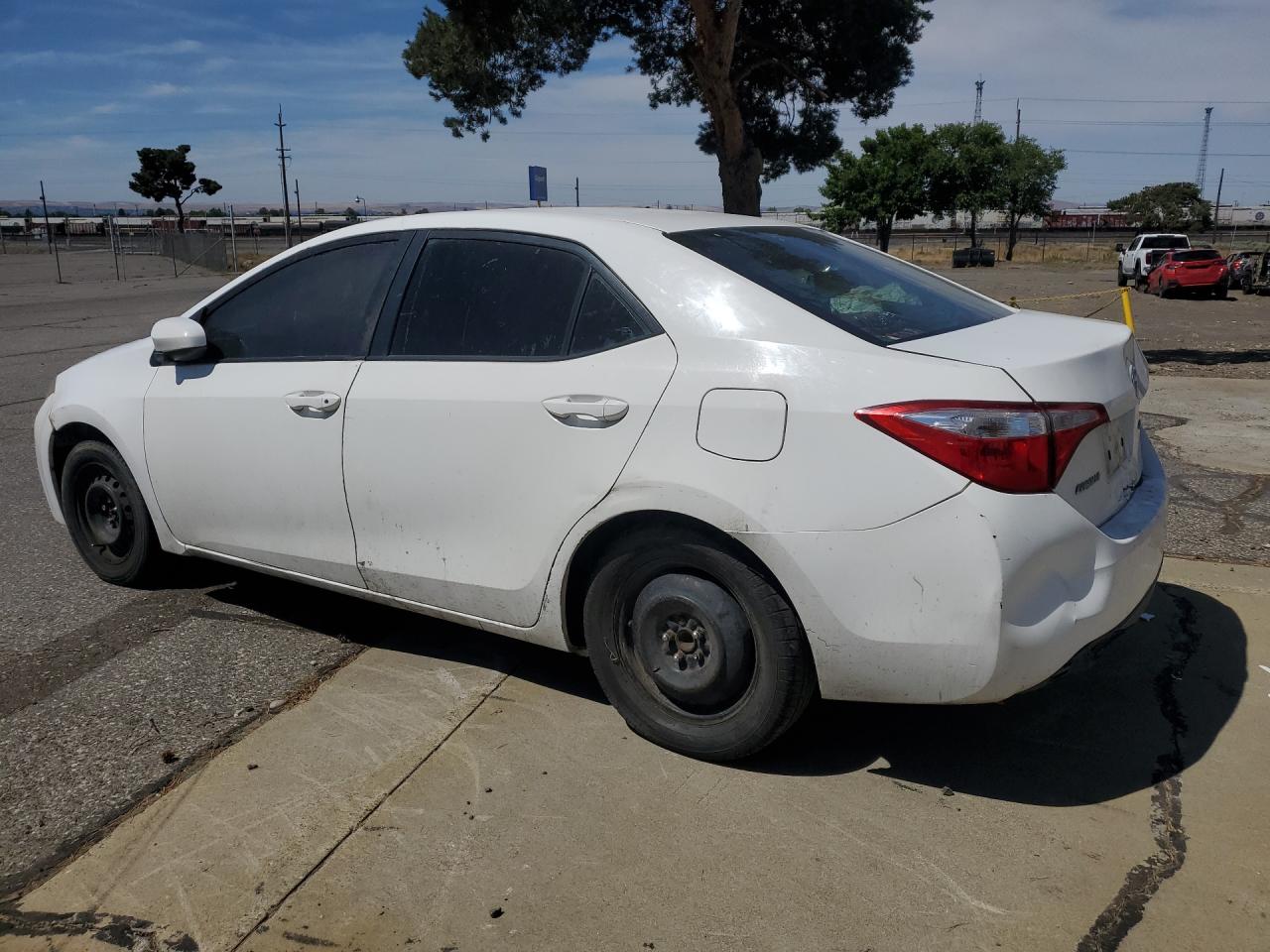 2015 Toyota Corolla L White vin: 2T1BURHEXFC336061 Damage: Left Rear Door, Dent(S) W/ Paint Dmg, 1 To 2 Inches