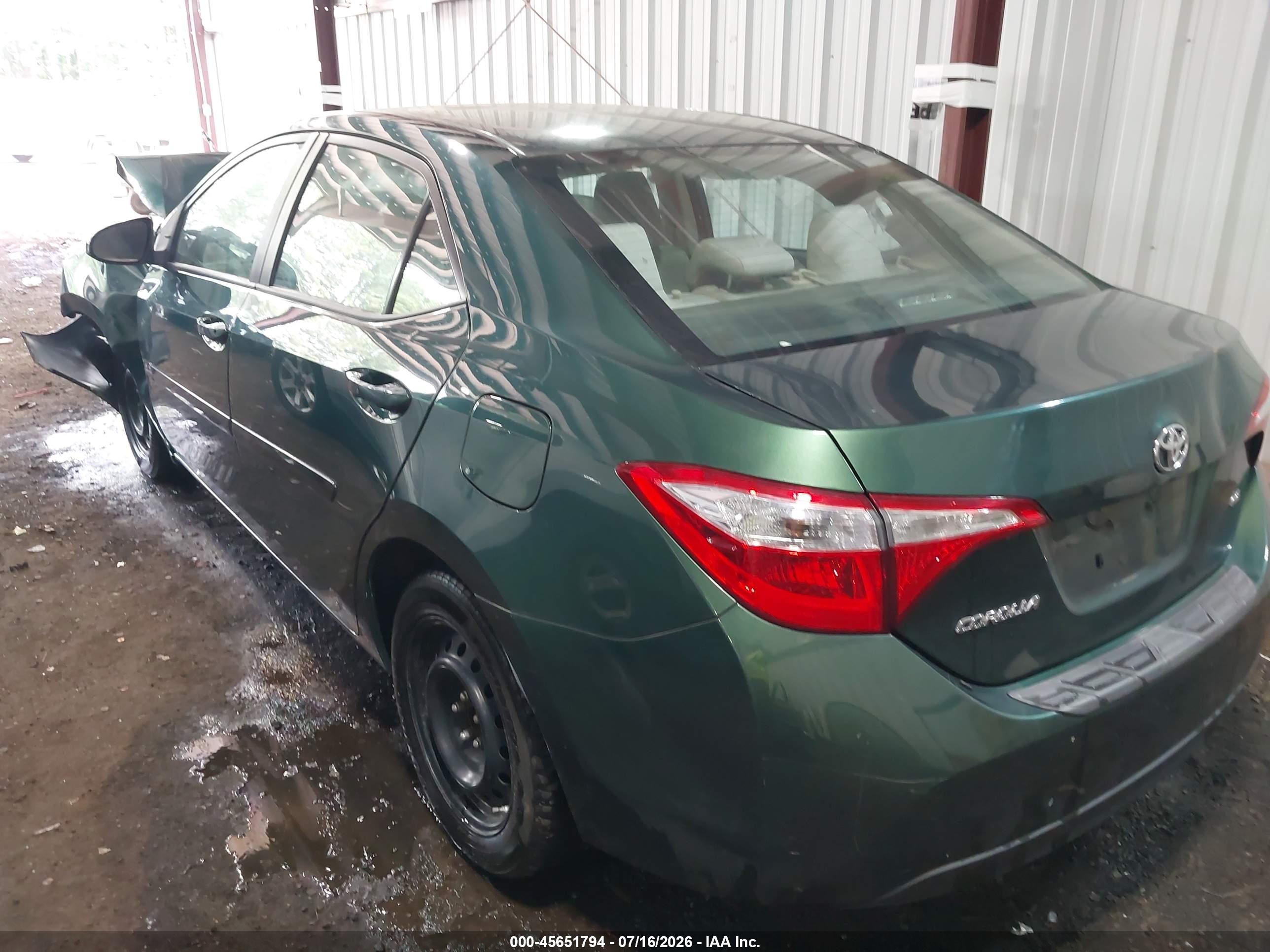 2015 Toyota Corolla Le Зеленый vin: 2T1BURHEXFC339400