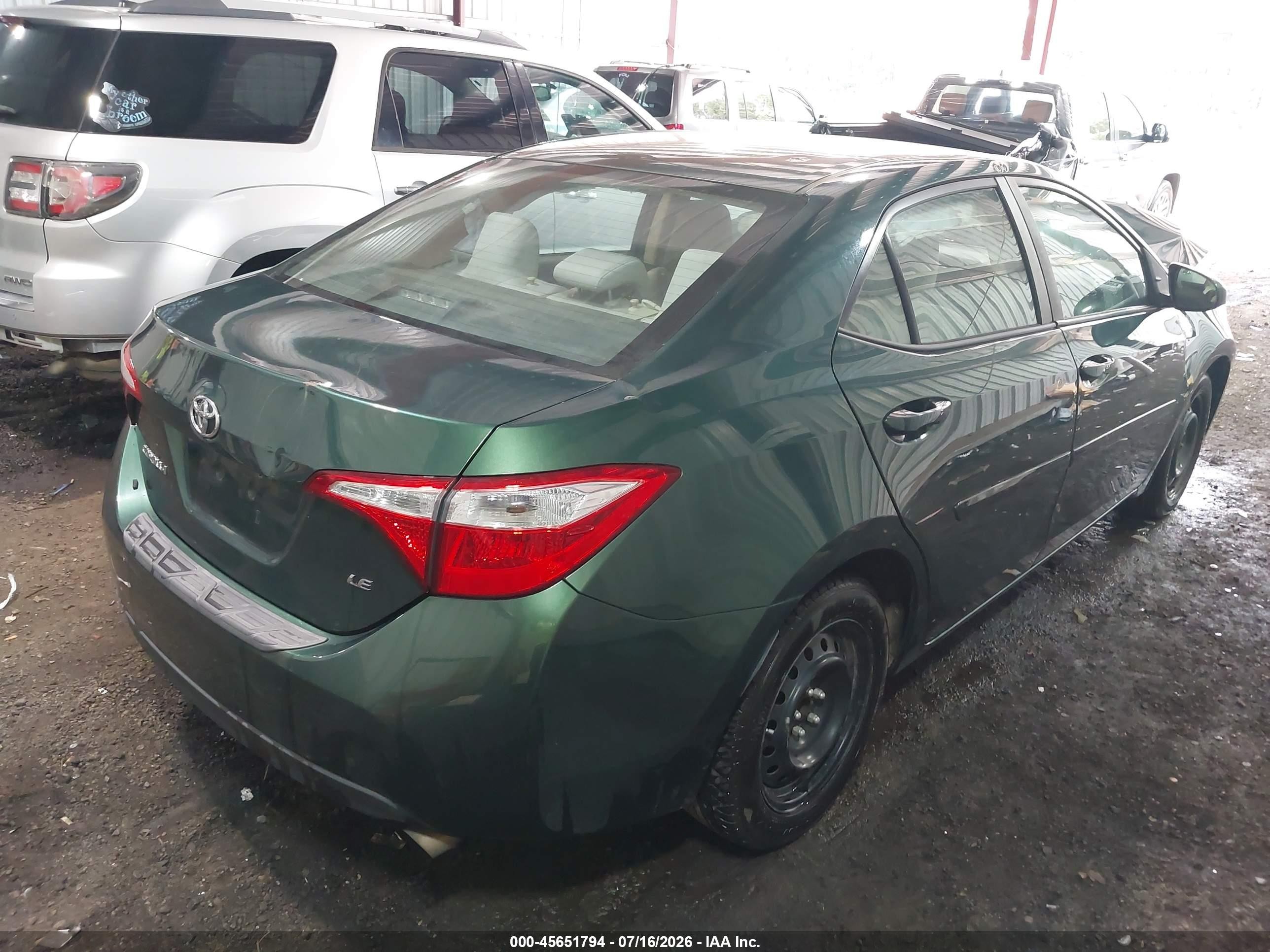 2015 Toyota Corolla Le Зеленый vin: 2T1BURHEXFC339400